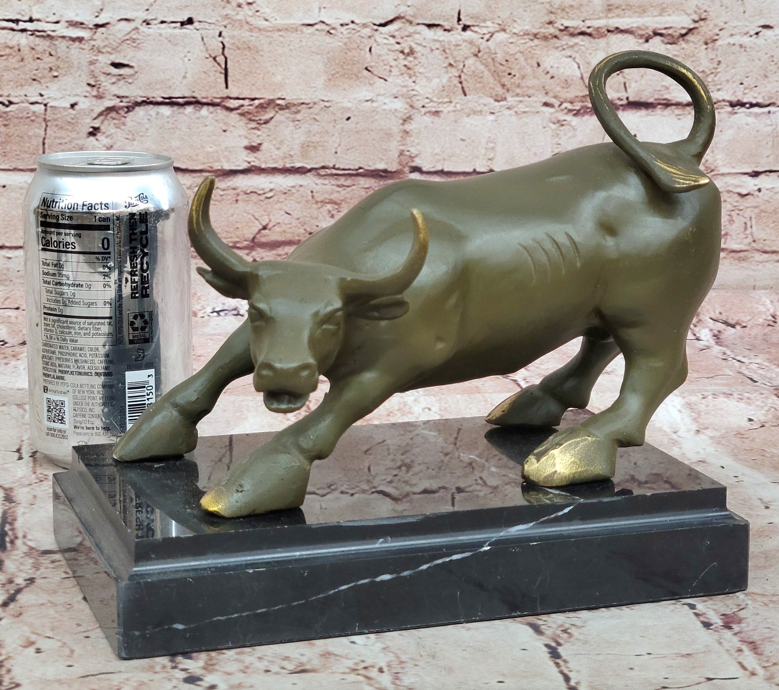 Bronze Bull Statue – Wall Street Inspired Fierce Ox Sculpture Handmade by Fisher for Gift