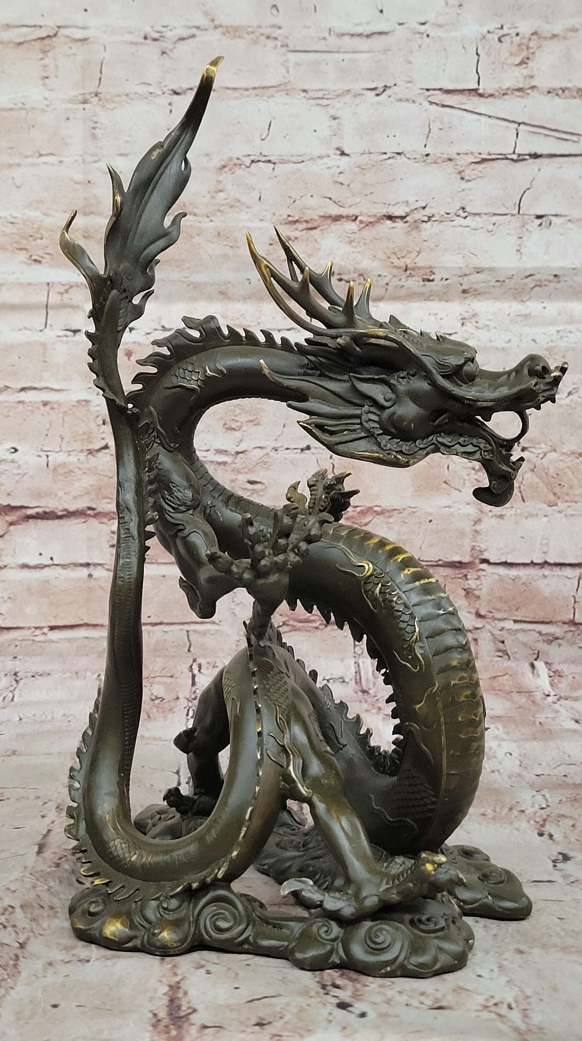 Milo Bronze Sculpture Statue of Vintage Dragon Collector Mythical Figurine