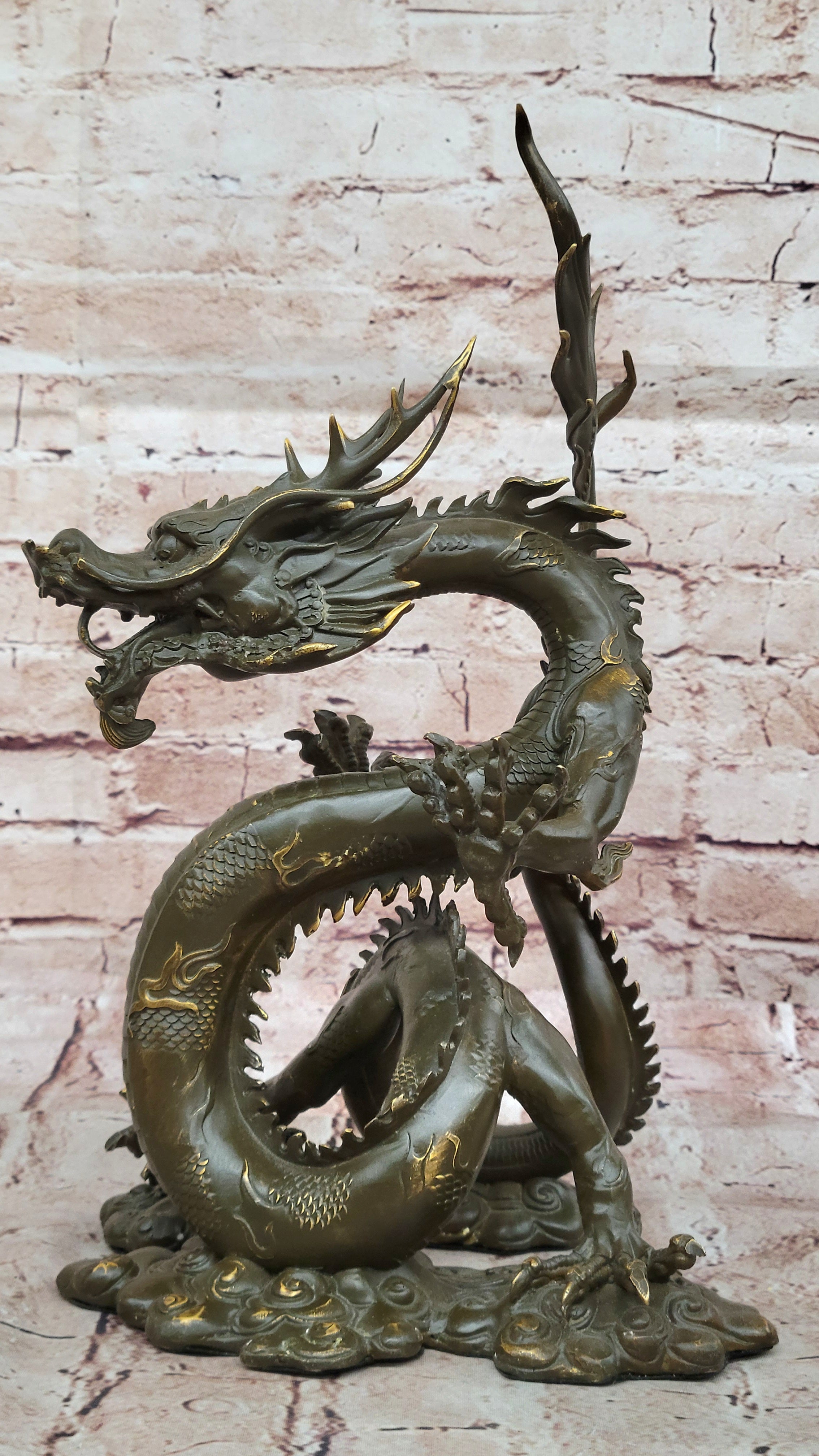 Milo Bronze Sculpture Statue of Vintage Dragon Collector Mythical Figurine