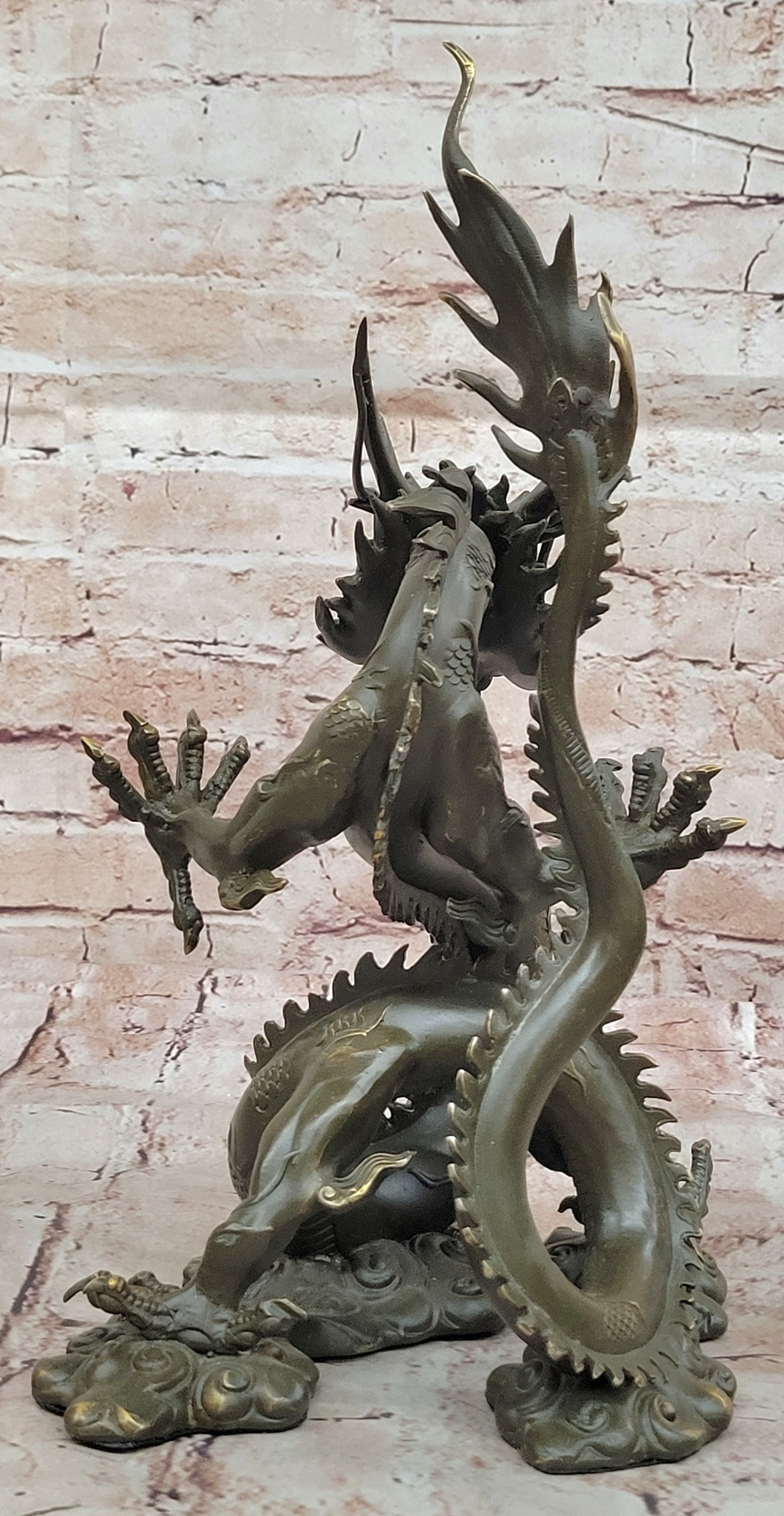 Milo Bronze Sculpture Statue of Vintage Dragon Collector Mythical Figurine