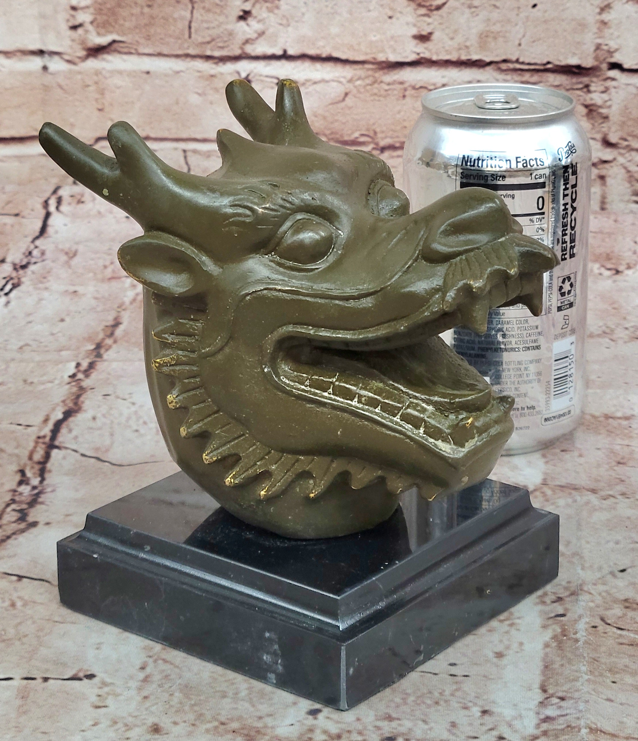 Real Bronze Sculpture Statue of Dragon Bust Auspicious Zodiac Sign for Good Fortune