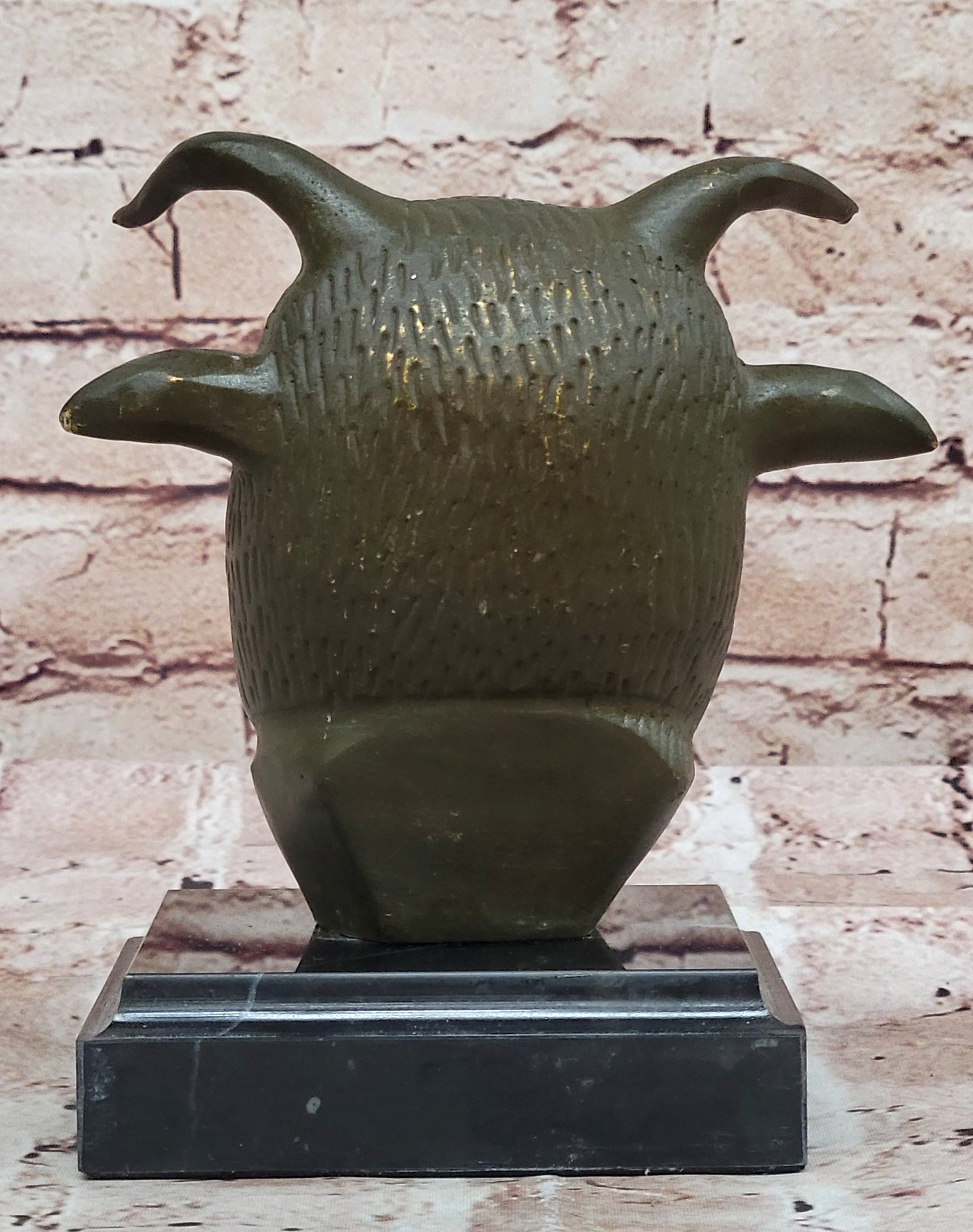 Signed Zodiac Ox Head Statue – Bronze Feng Shui Animal Symbol Figurine