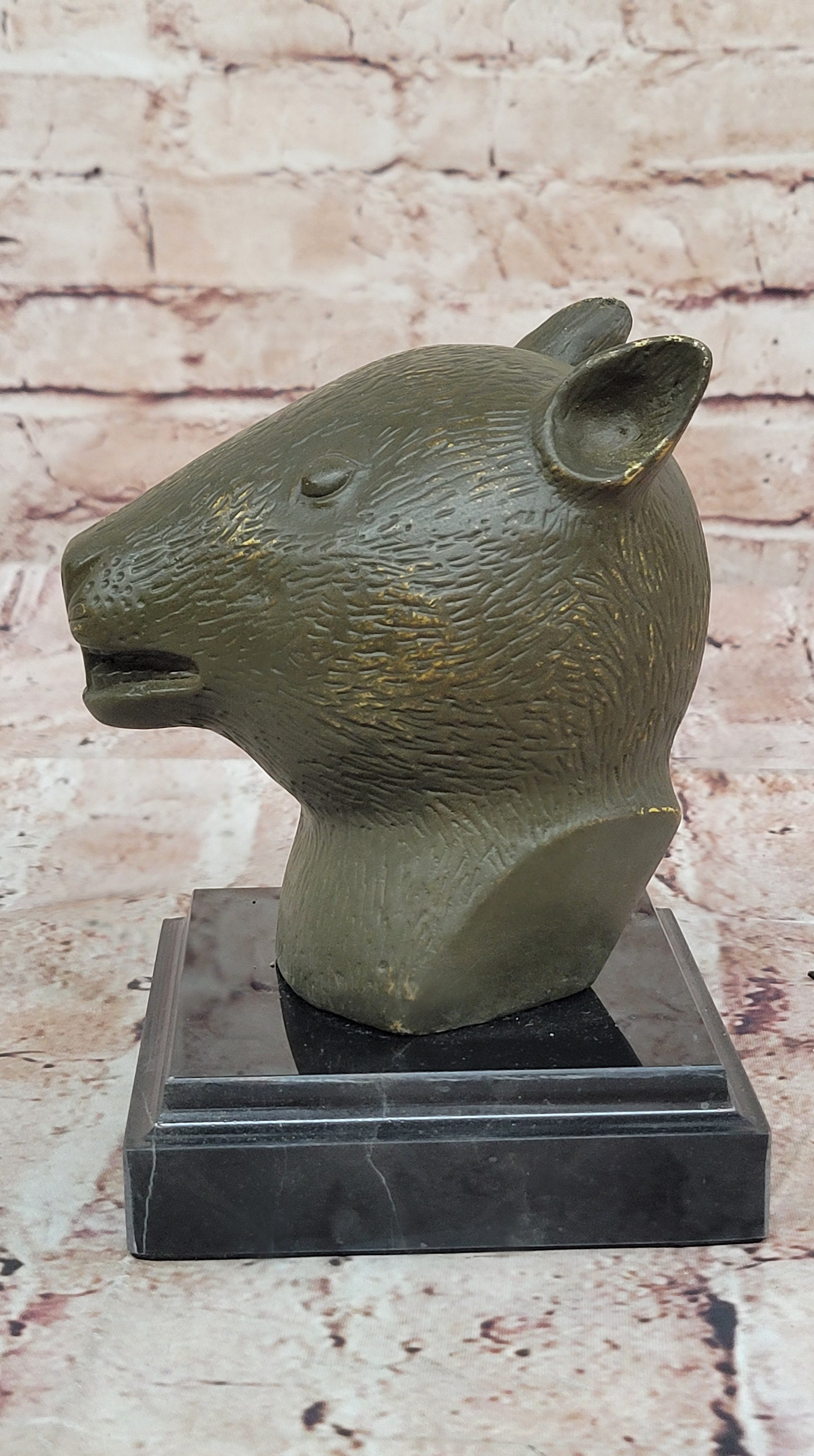 Zodiac Rat Bronze Sculpture Statue Collectible Bust Symbol of Cleverness and Luck