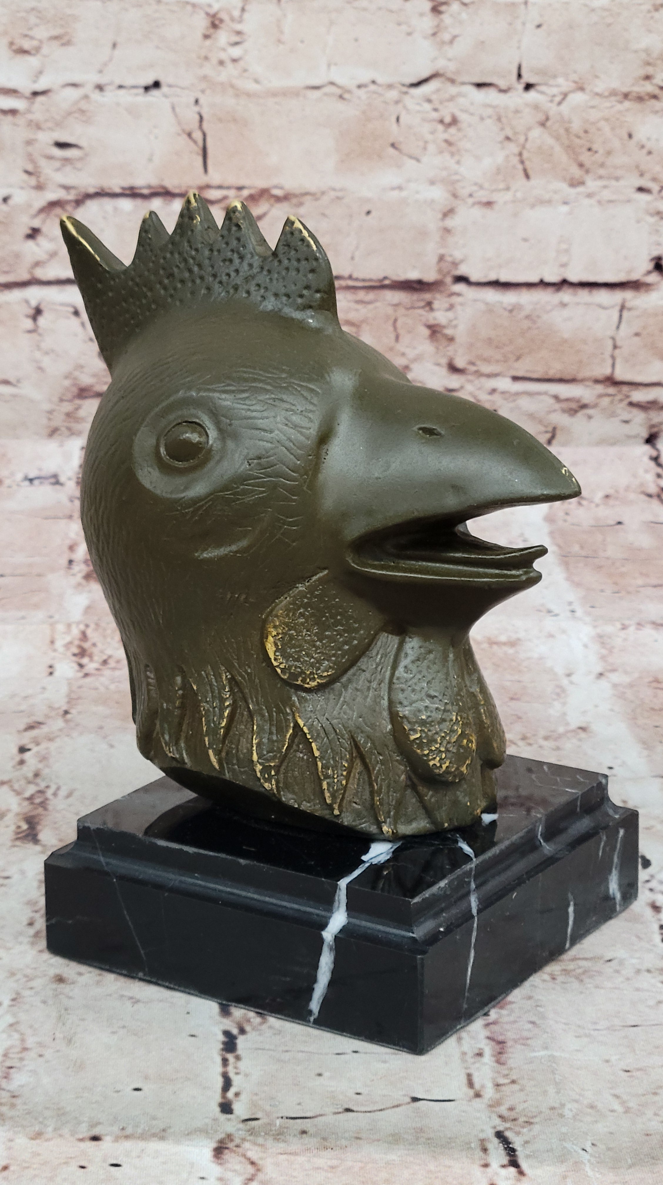 Rooster Zodiac Bronze Sculpture Statue Feng Shui Symbol of Hard Work and Focus