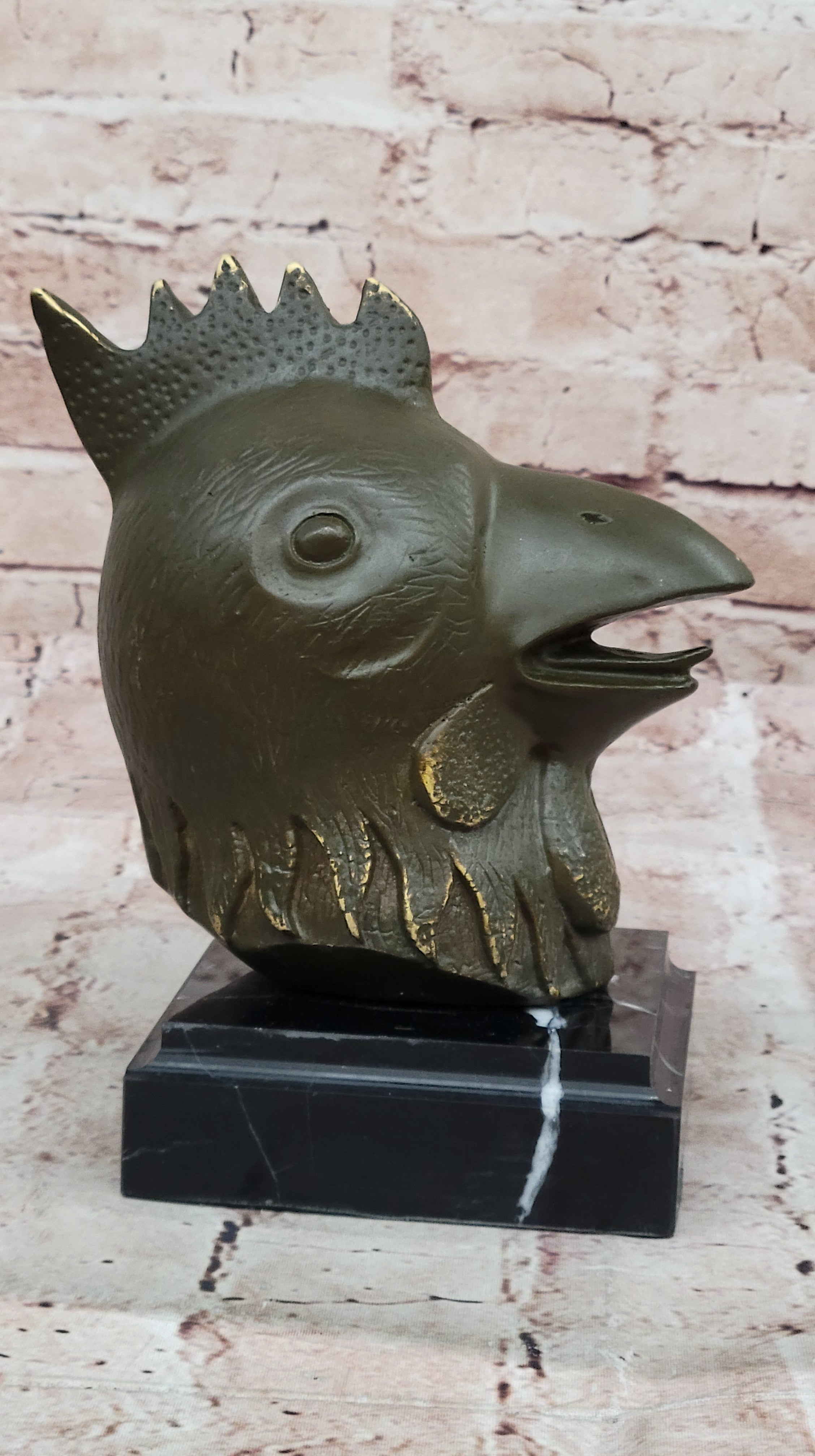 Rooster Zodiac Bronze Sculpture Statue Feng Shui Symbol of Hard Work and Focus