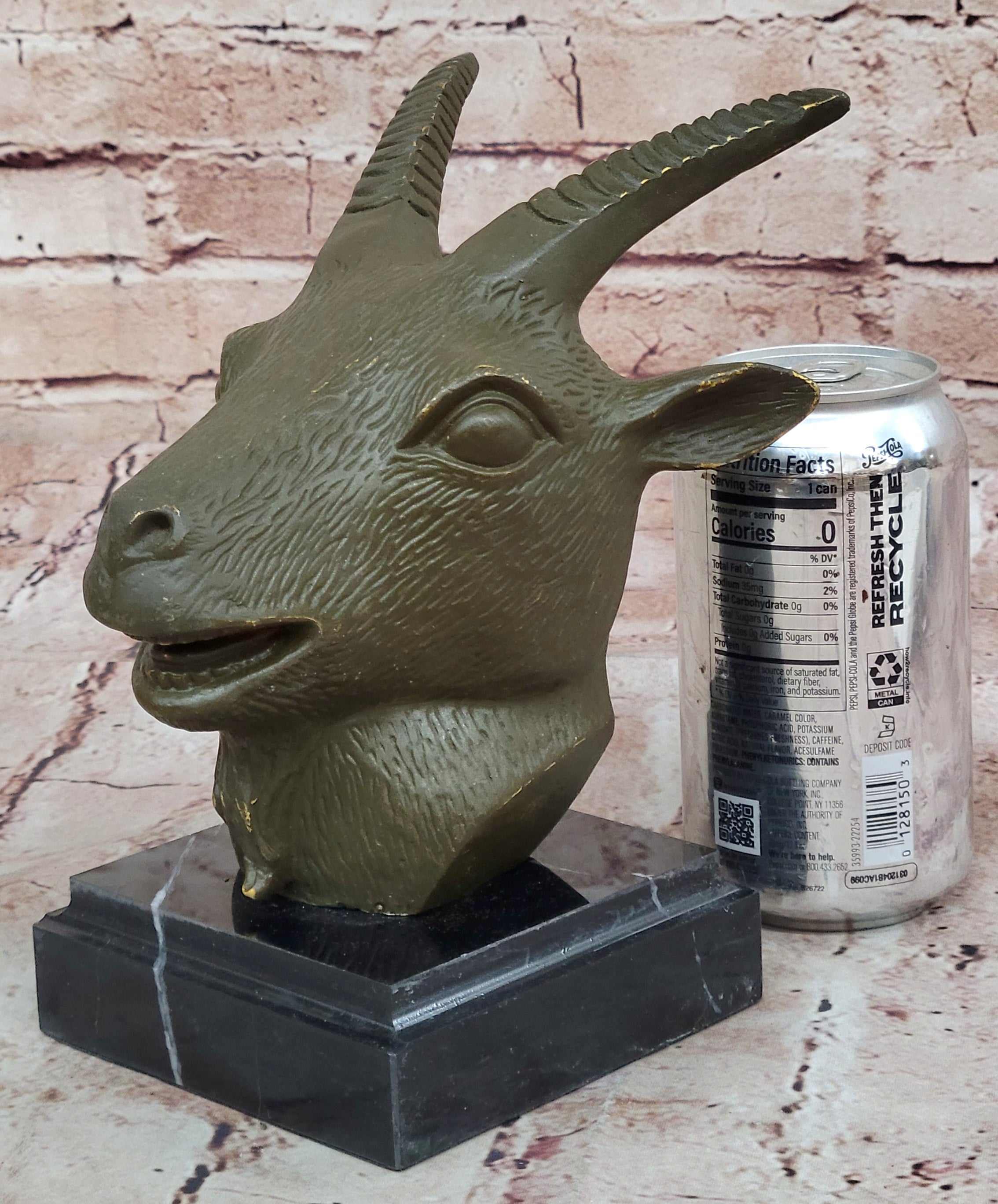 Handmade Sheep Head Bronze Sculpture Statue for Feng Shui Peaceful Decor