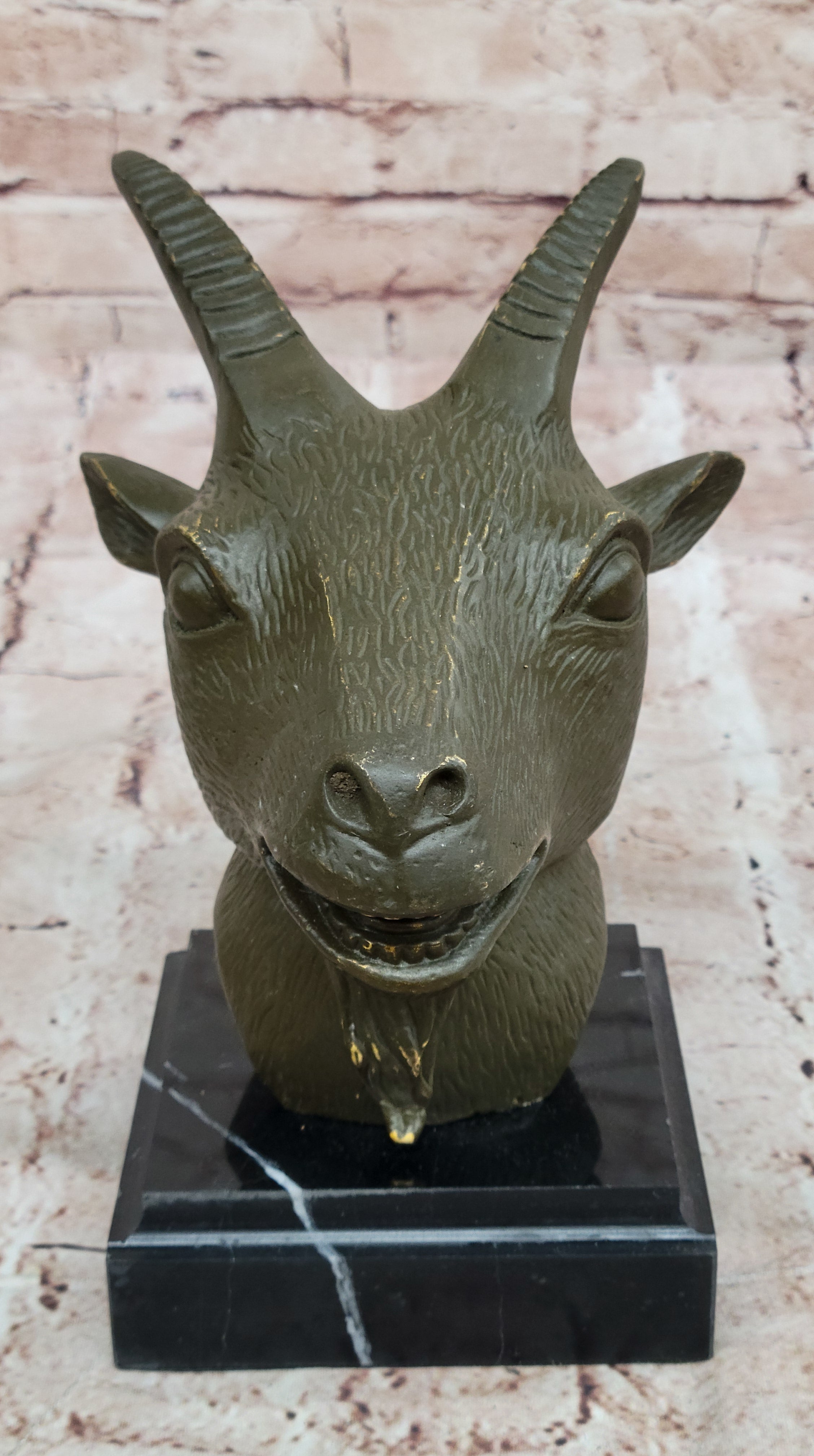 Handmade Sheep Head Bronze Sculpture Statue for Feng Shui Peaceful Decor
