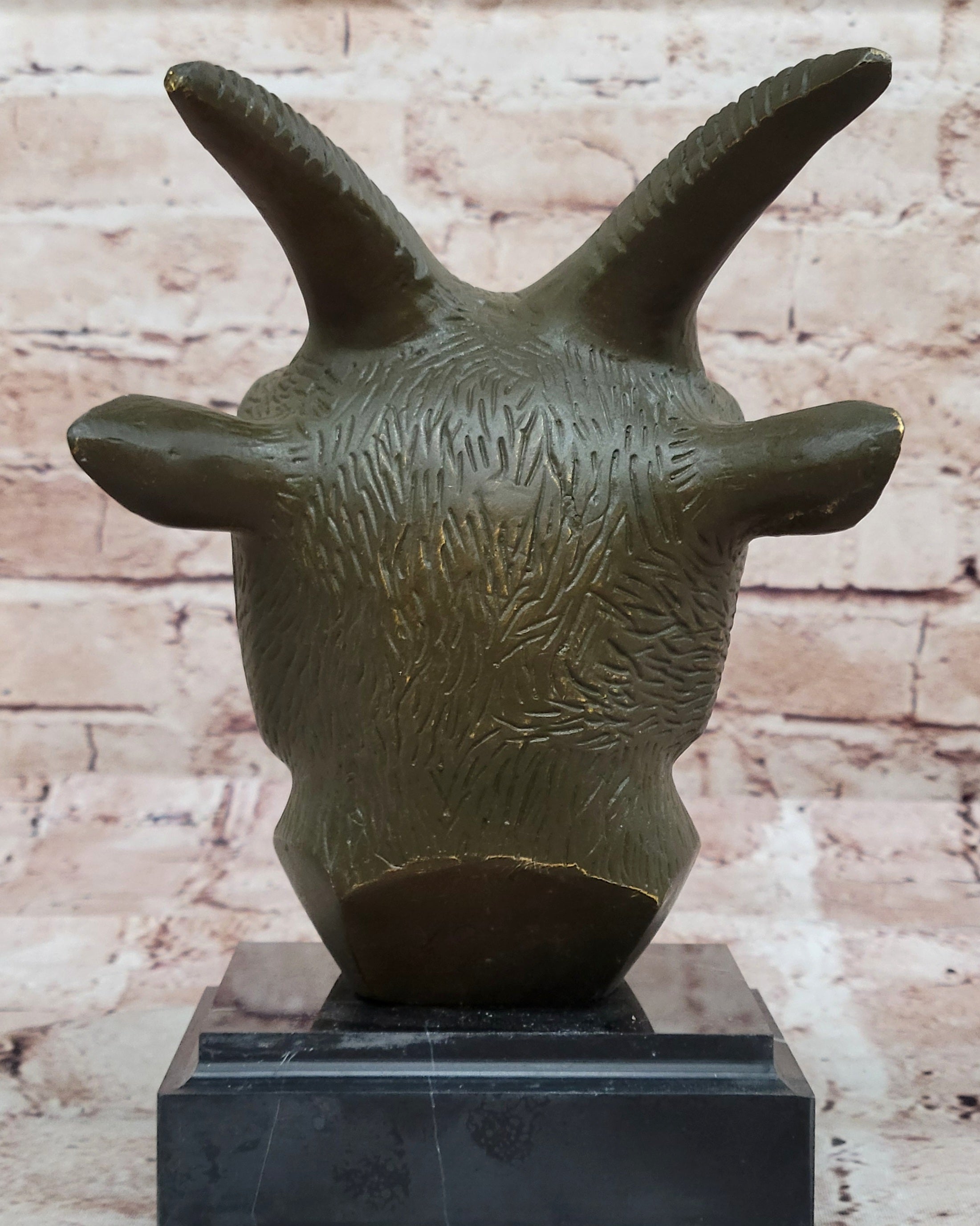 Handmade Sheep Head Bronze Sculpture Statue for Feng Shui Peaceful Decor