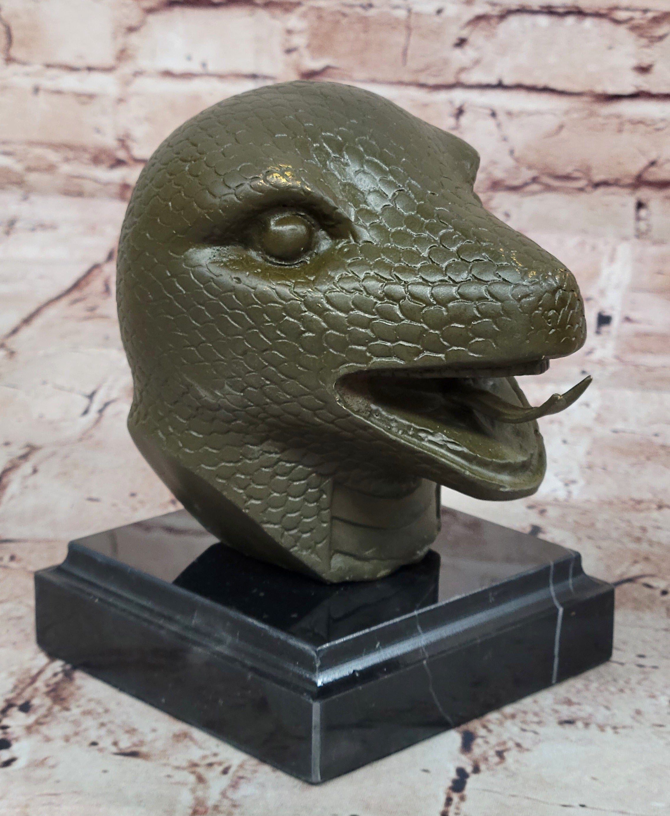 Mystic Bronze Sculpture Statue of Snake Zodiac Feng Shui Lucky Charm Collectible