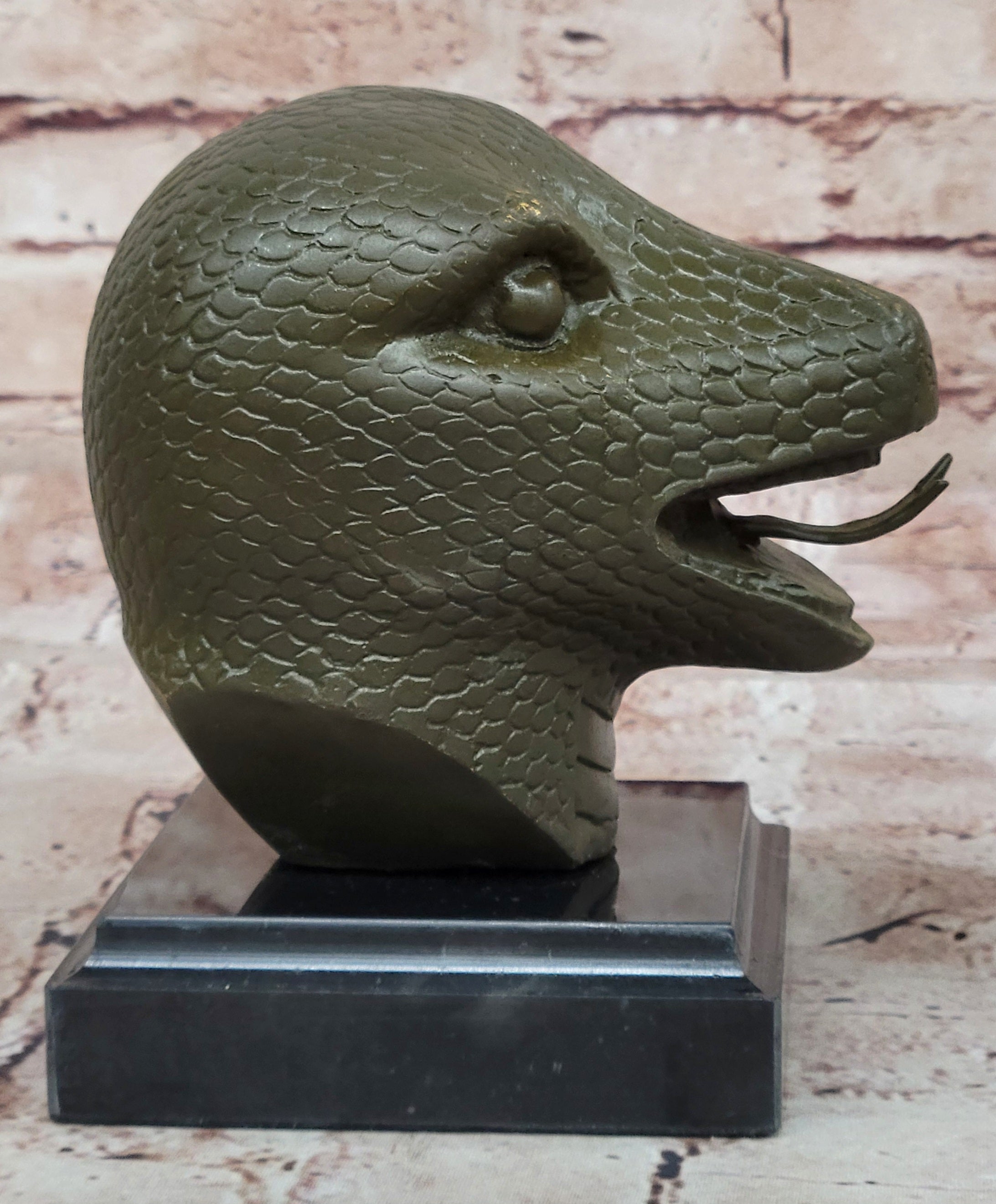 Mystic Bronze Sculpture Statue of Snake Zodiac Feng Shui Lucky Charm Collectible