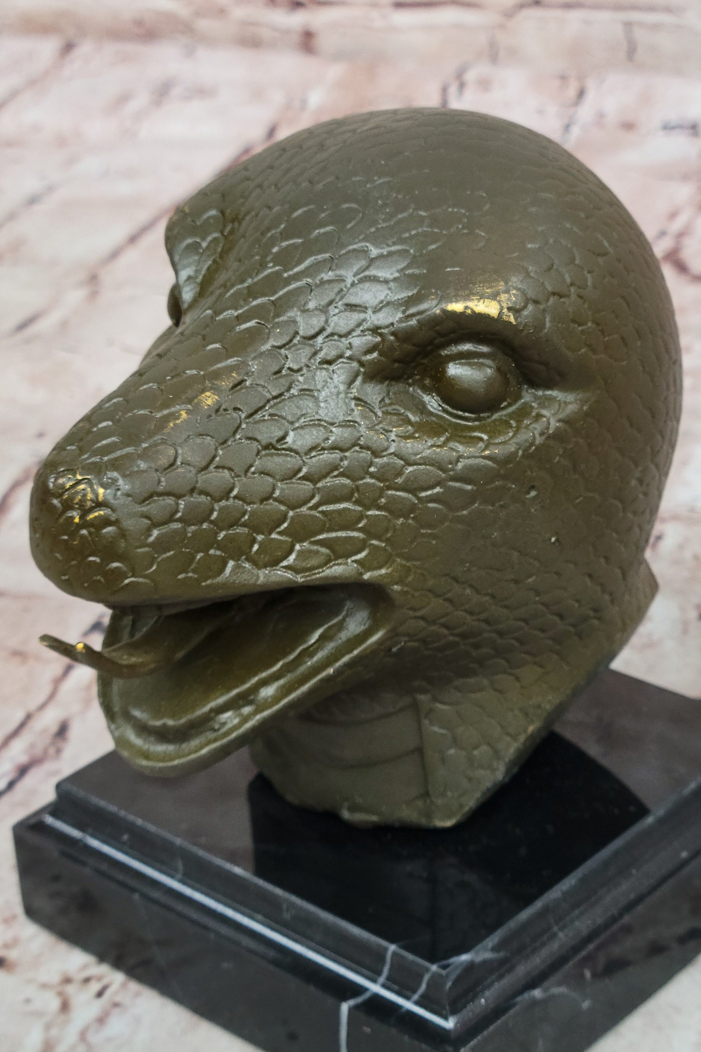 Mystic Bronze Sculpture Statue of Snake Zodiac Feng Shui Lucky Charm Collectible