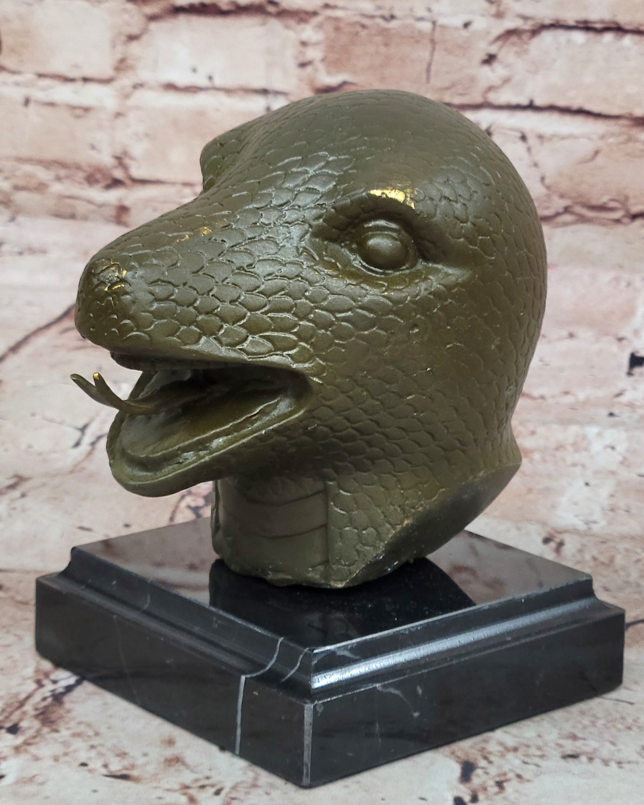 Mystic Bronze Sculpture Statue of Snake Zodiac Feng Shui Lucky Charm Collectible