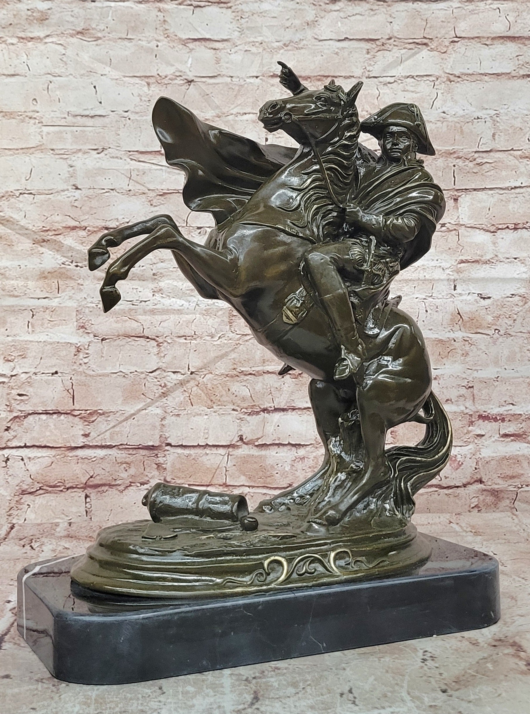 Bronze Napoleon on Horseback Sculpture Signed Claude French Emperor Statue Decor