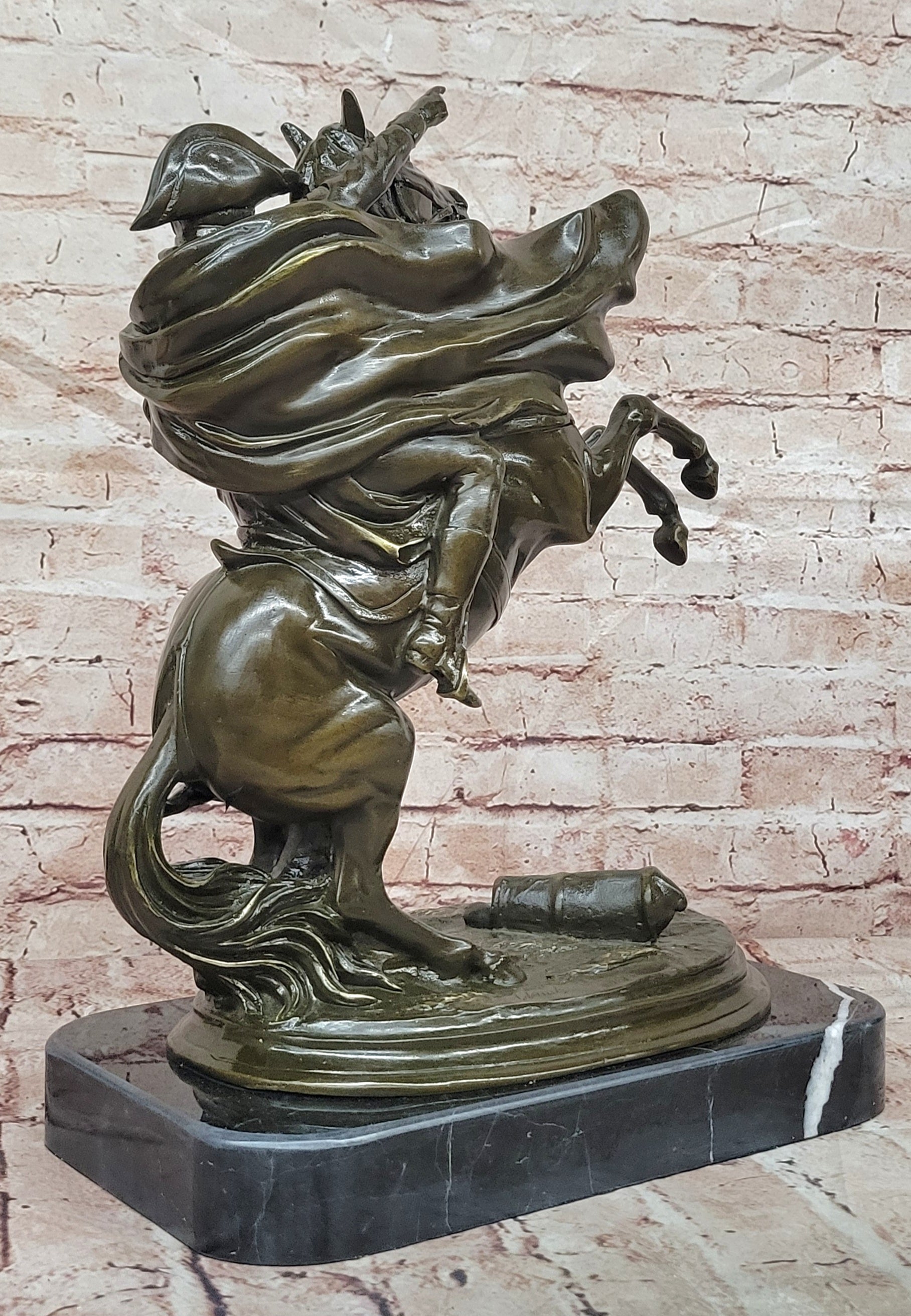Bronze Napoleon on Horseback Sculpture Signed Claude French Emperor Statue Decor