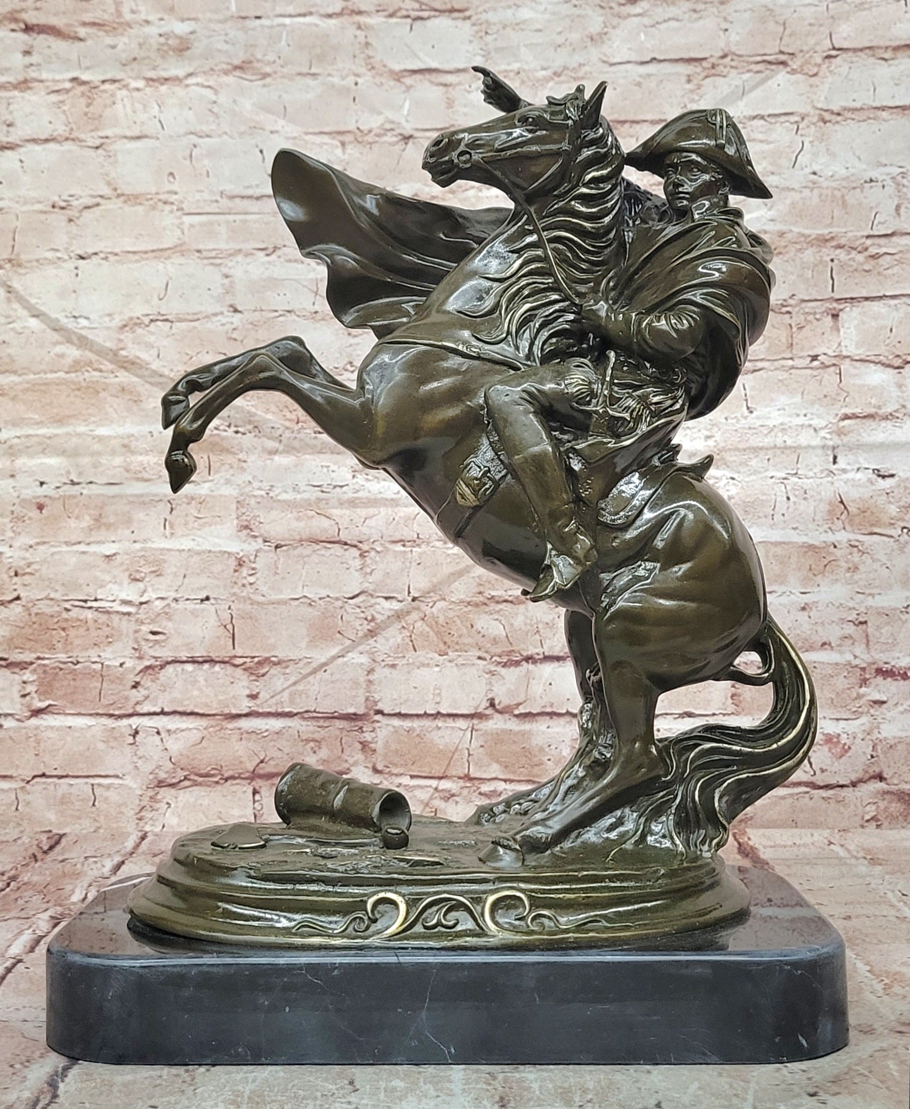 Bronze Napoleon on Horseback Sculpture Signed Claude French Emperor Statue Decor