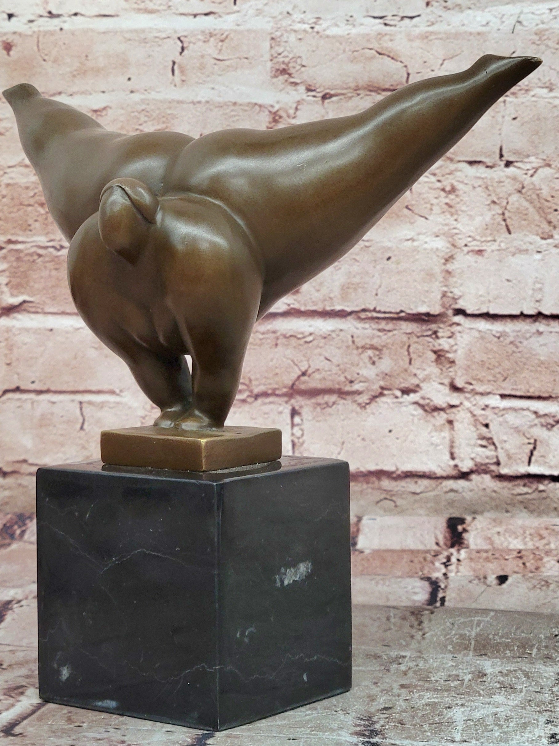 Bronze Human Action Sculpture by Milo Jumping Form Fine Art Marble Base Statue