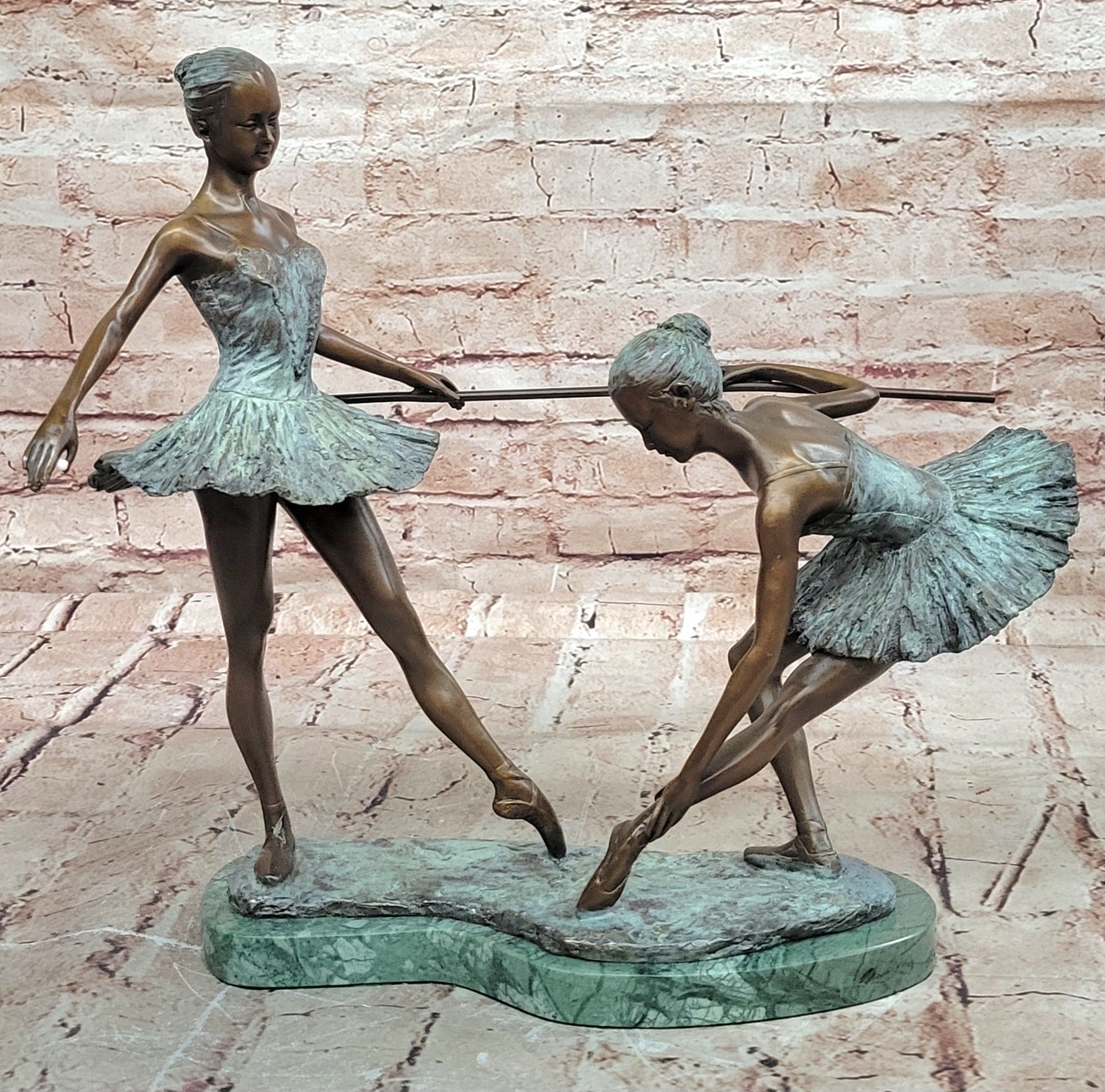Original Aldo Vitaleh Bronze Ballerina Statue Marble Base Home Studio Décor