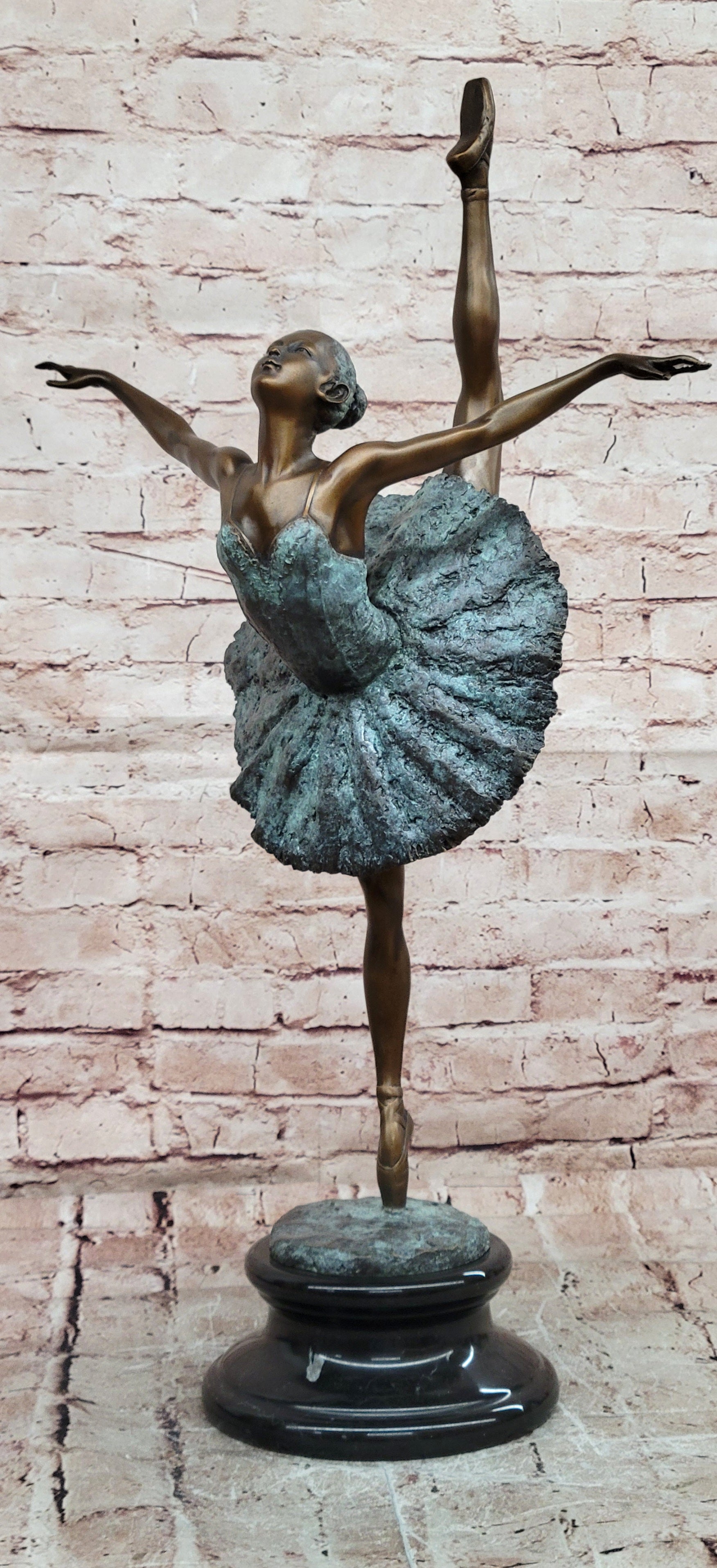 Bronze Arabesque Ballet Sculpture Signed Milo Graceful Dancer Statue Art