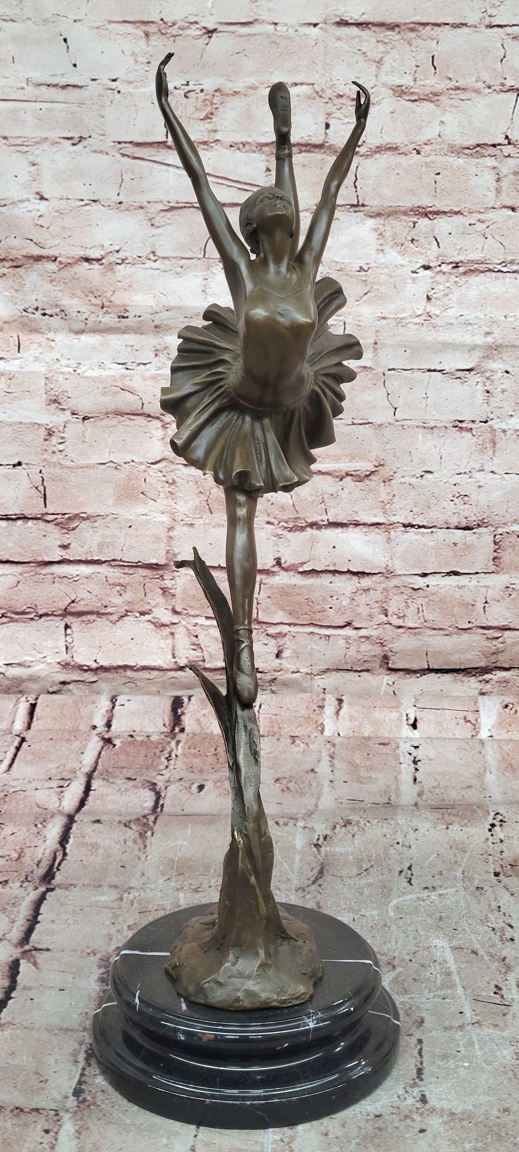 Bronze Graceful Ballerina Figurine Signed Cesaro Dance Art Statue Decor