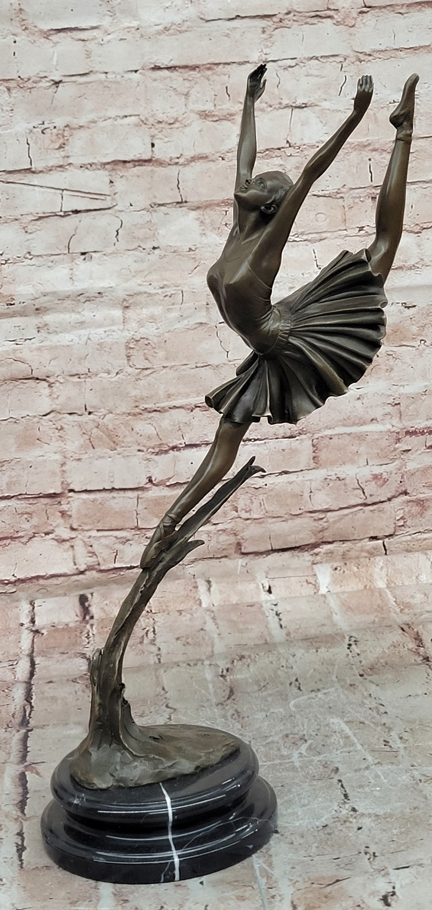 Bronze Graceful Ballerina Figurine Signed Cesaro Dance Art Statue Decor