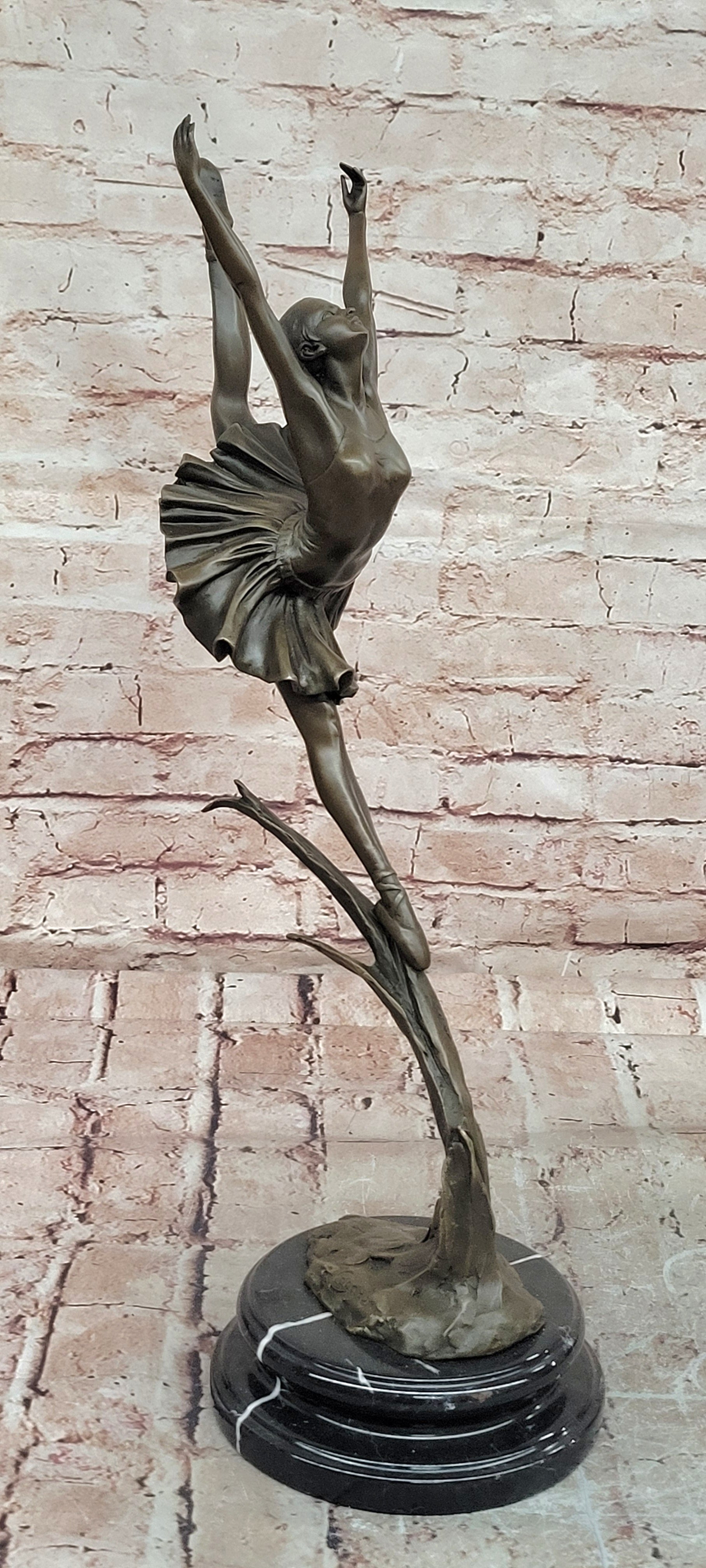 Bronze Graceful Ballerina Figurine Signed Cesaro Dance Art Statue Decor