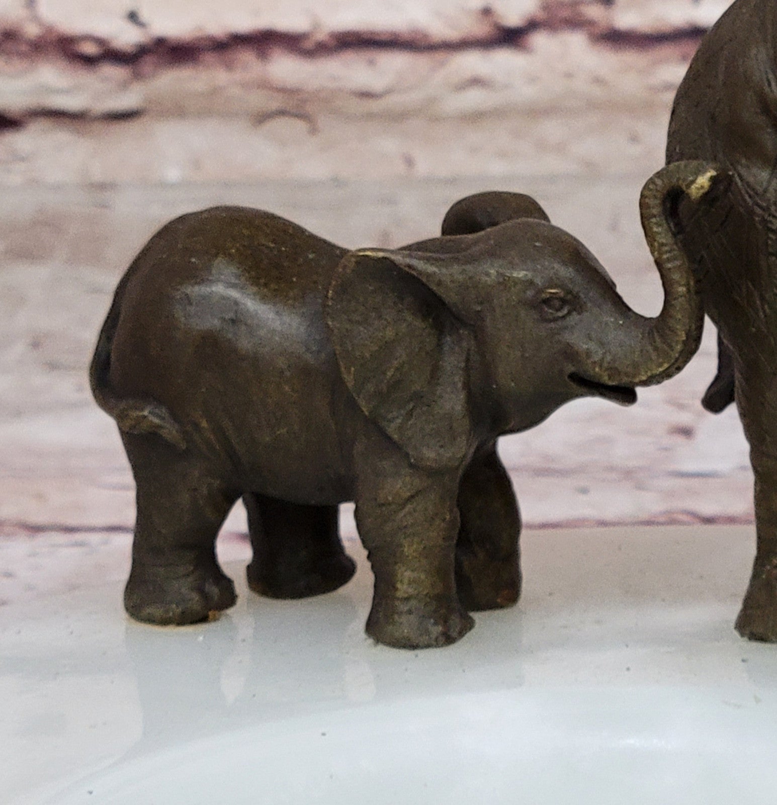 Intricately Detailed Elephant Family Bronze Ashtray Soap Dish Sculpture