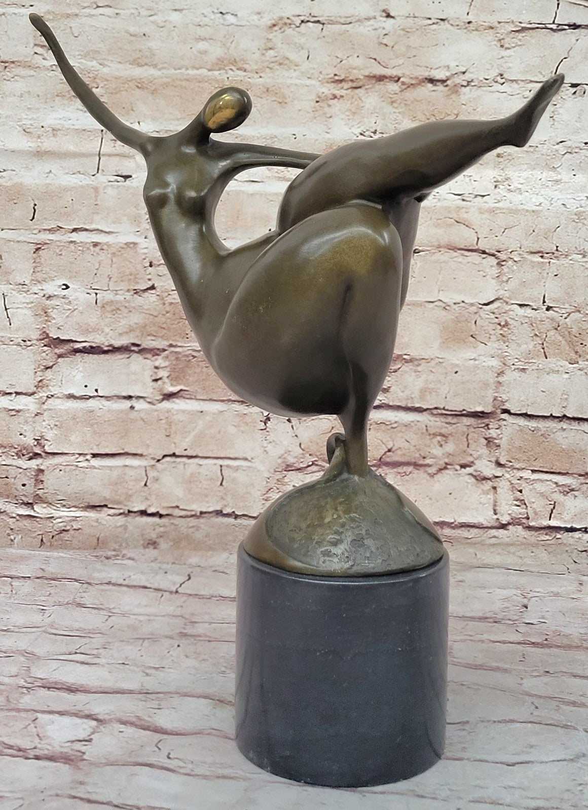 Nude Modern Mid Century Abstract Bronze Ballerina Figure Sculpture Decor Signed