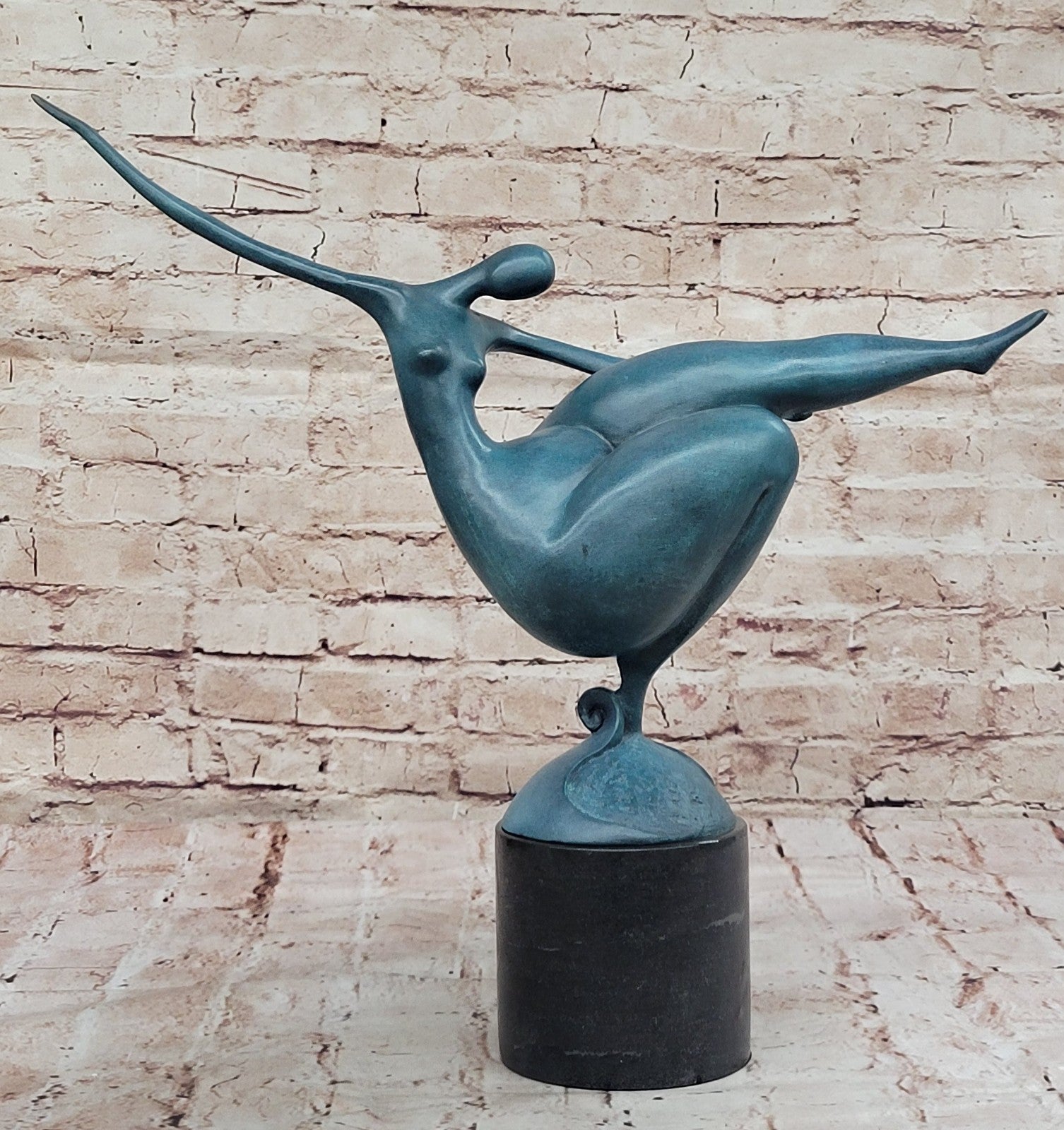 Genuine Bronze Mid Century Modern Nude Green Patina Botero Tribute Statue