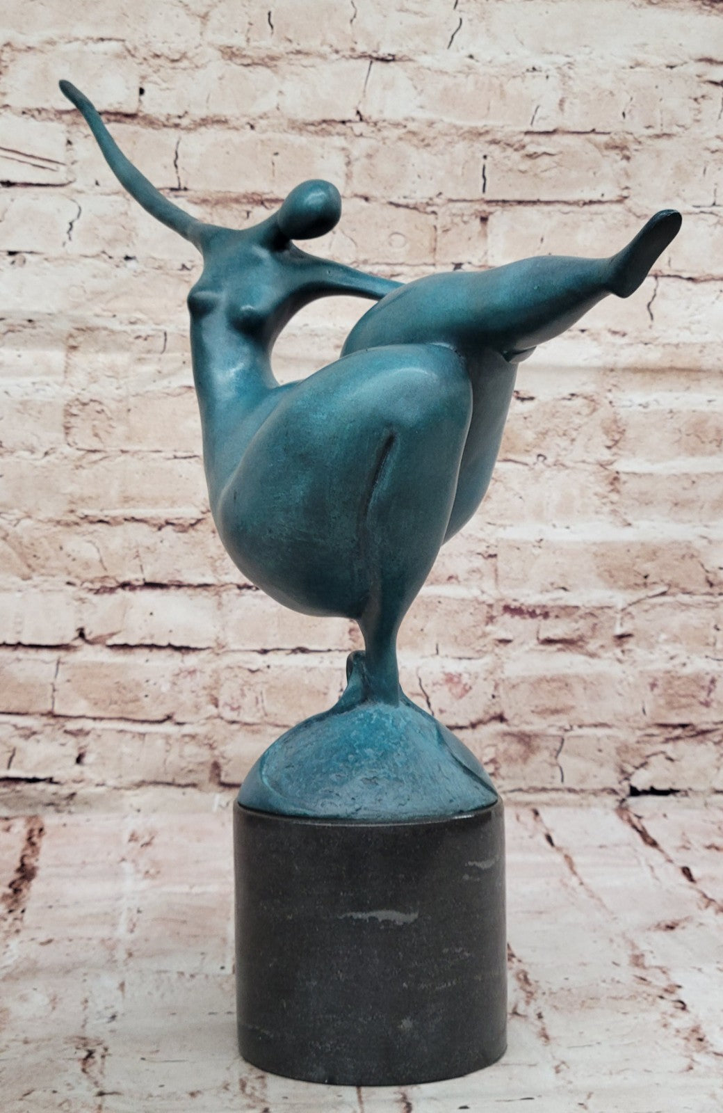 Genuine Bronze Mid Century Modern Nude Green Patina Botero Tribute Statue