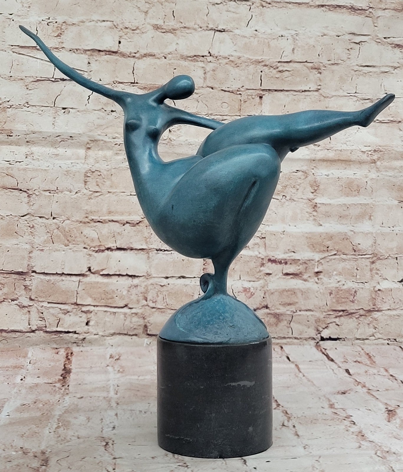 Genuine Bronze Mid Century Modern Nude Green Patina Botero Tribute Statue