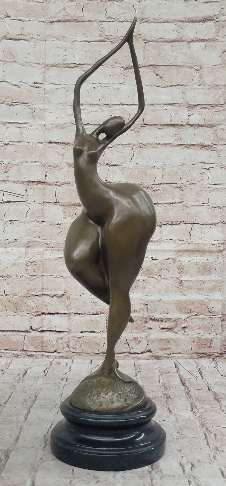 Signed: Milo BRONZE NUDE WOMAN FIGURE ABSTRACT MODERN ART, MARBLE BASE HOT CAST