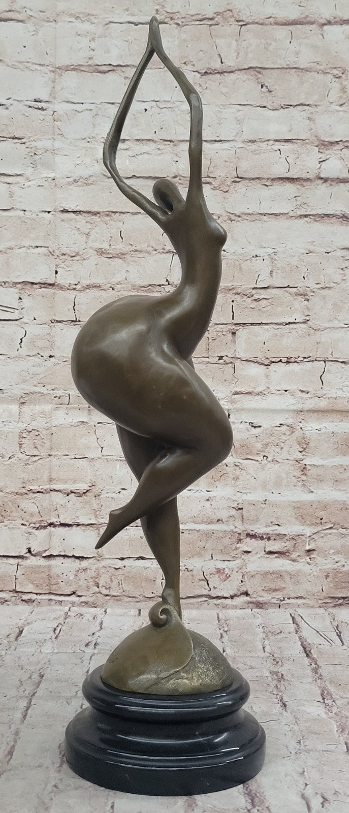 Signed: Milo BRONZE NUDE WOMAN FIGURE ABSTRACT MODERN ART, MARBLE BASE HOT CAST