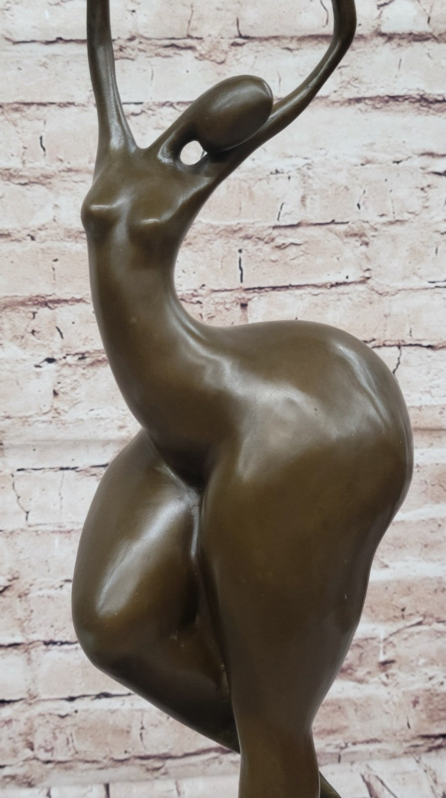 Signed: Milo BRONZE NUDE WOMAN FIGURE ABSTRACT MODERN ART, MARBLE BASE HOT CAST