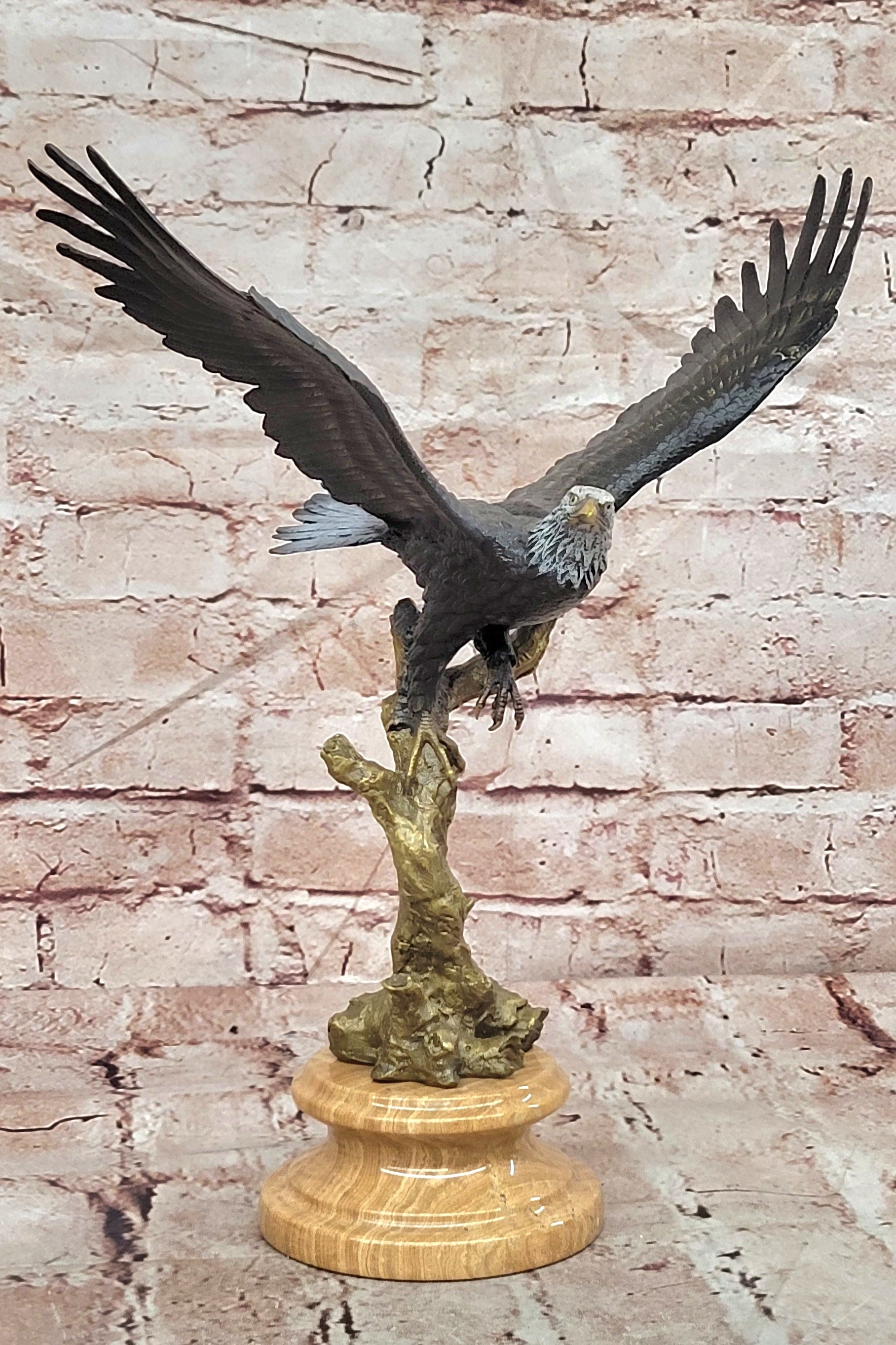 Juno Bronze Eagle Figurine American Wildlife Sculpture Marble Base Fine Art Decor