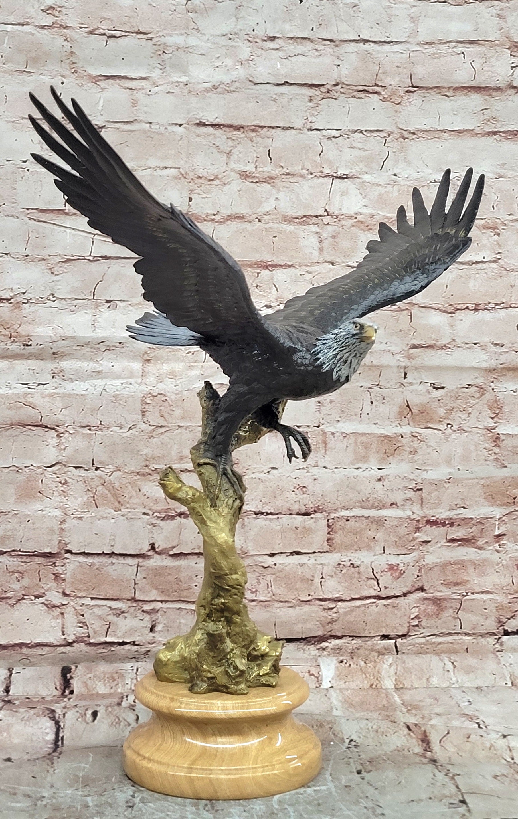 Handcrafted Juno Bronze Bald Eagle Statue Patina Finish Fine Art Decor