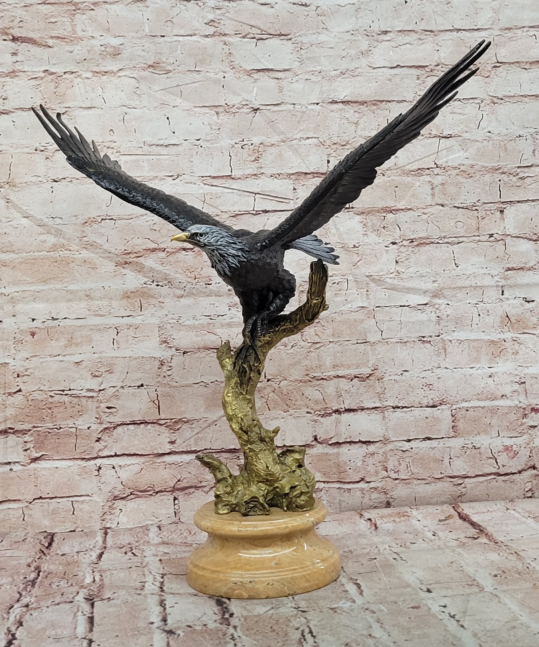 Handcrafted Juno Bronze Bald Eagle Statue Patina Finish Fine Art Decor