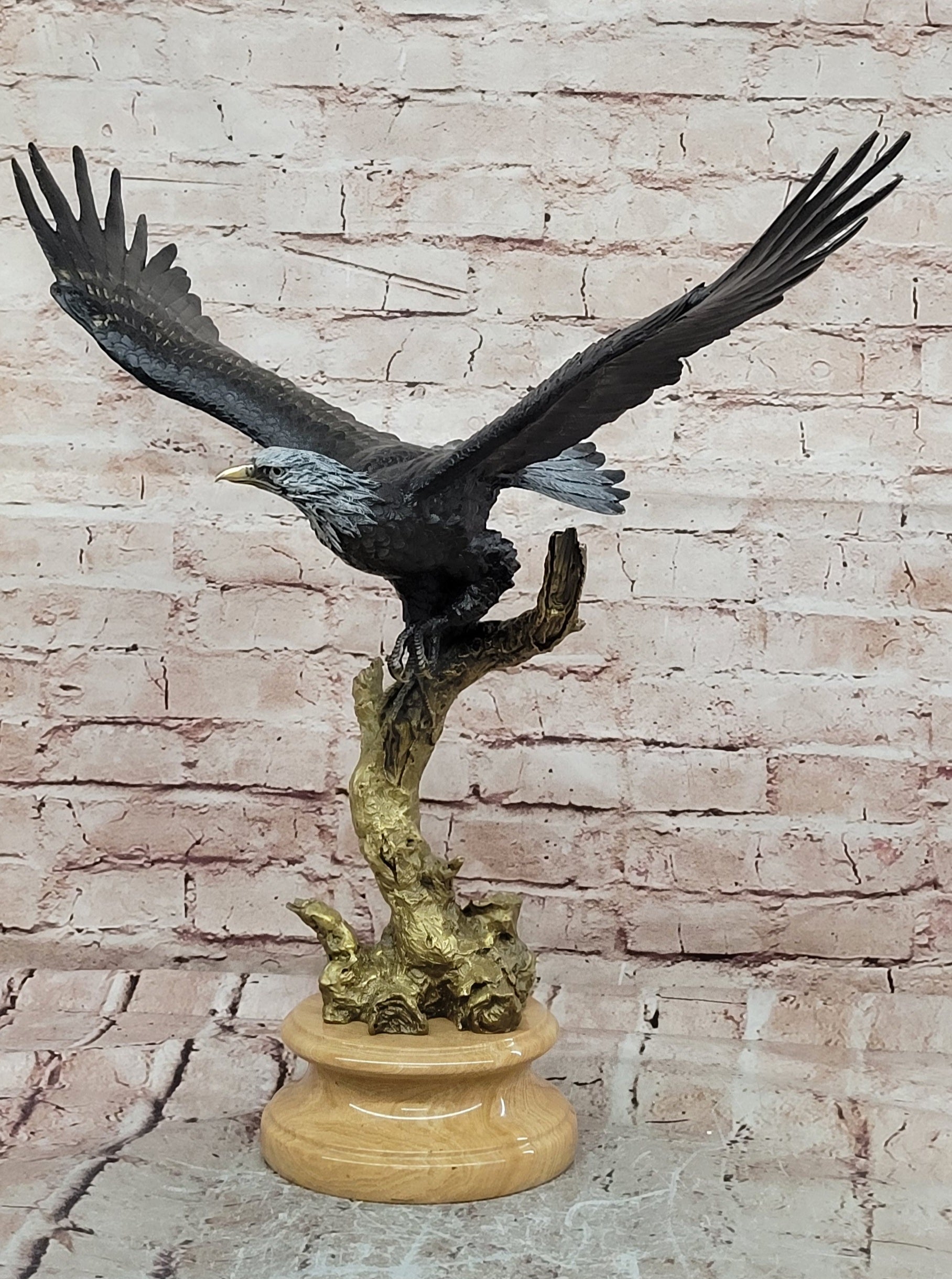Handcrafted Juno Bronze Bald Eagle Statue Patina Finish Fine Art Decor