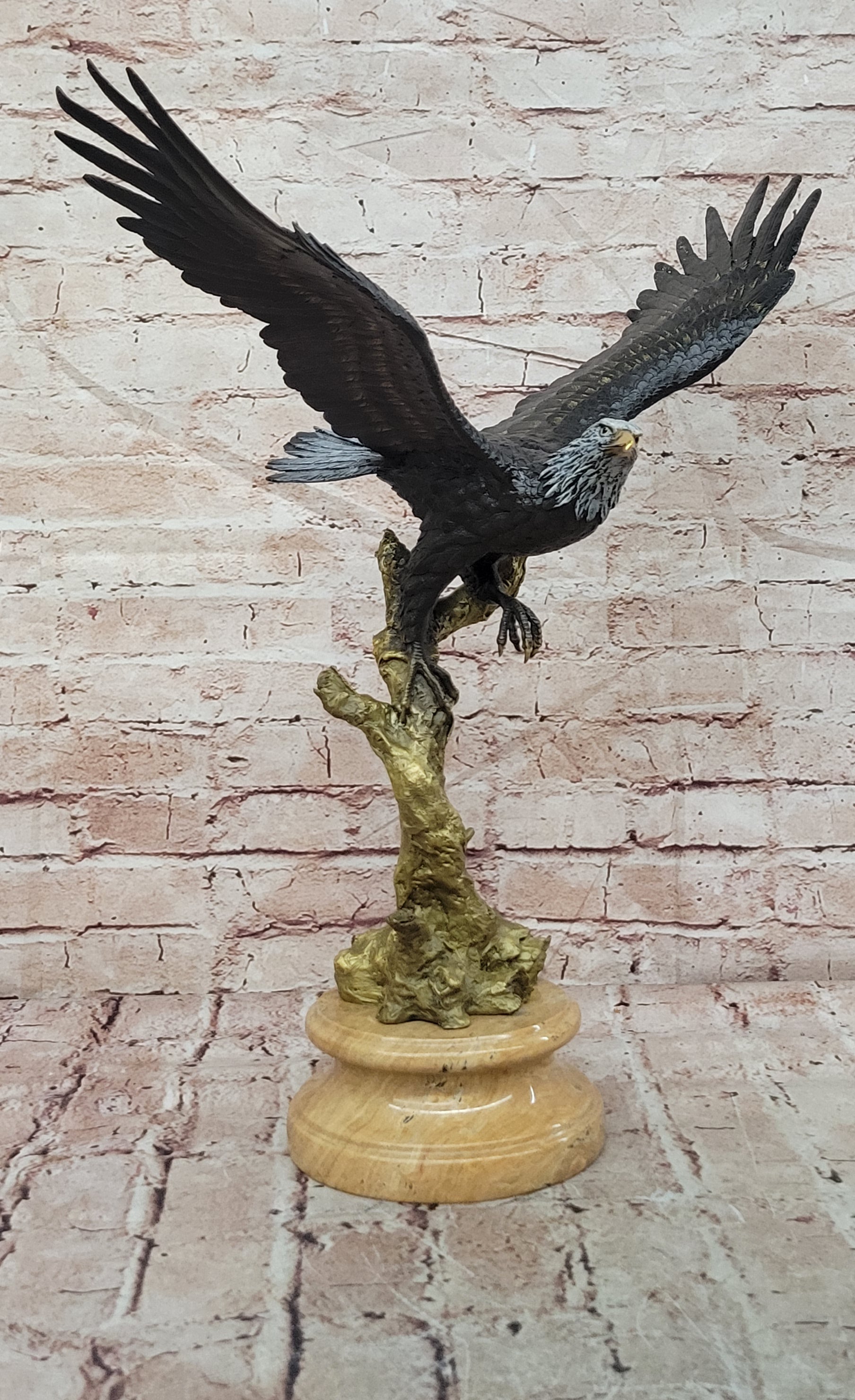 Handcrafted Juno Bronze Bald Eagle Statue Patina Finish Fine Art Decor