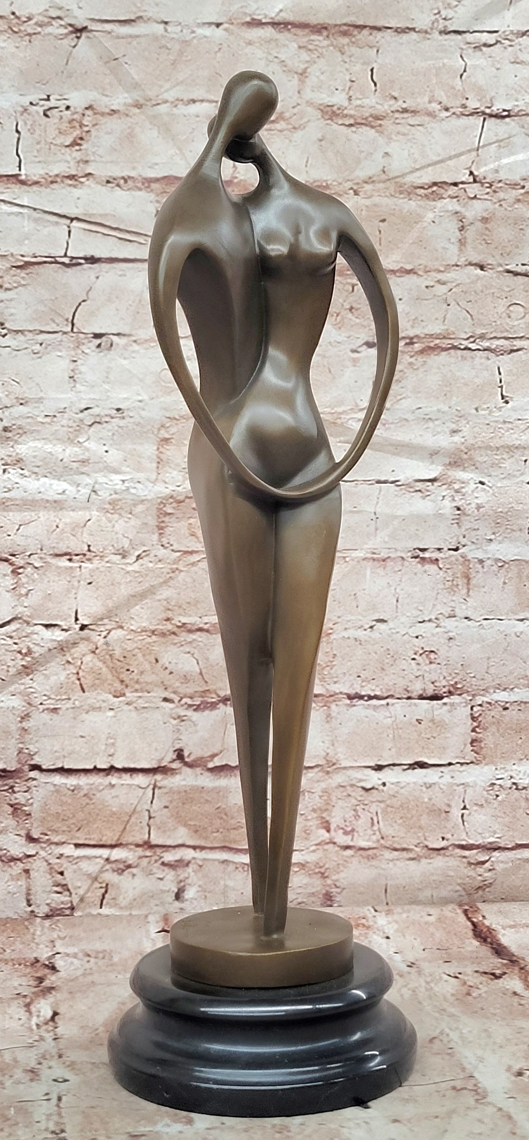 Signed Bronze Lovers Sculpture Milo Modernist Romance Figurine Fine Art Collectible