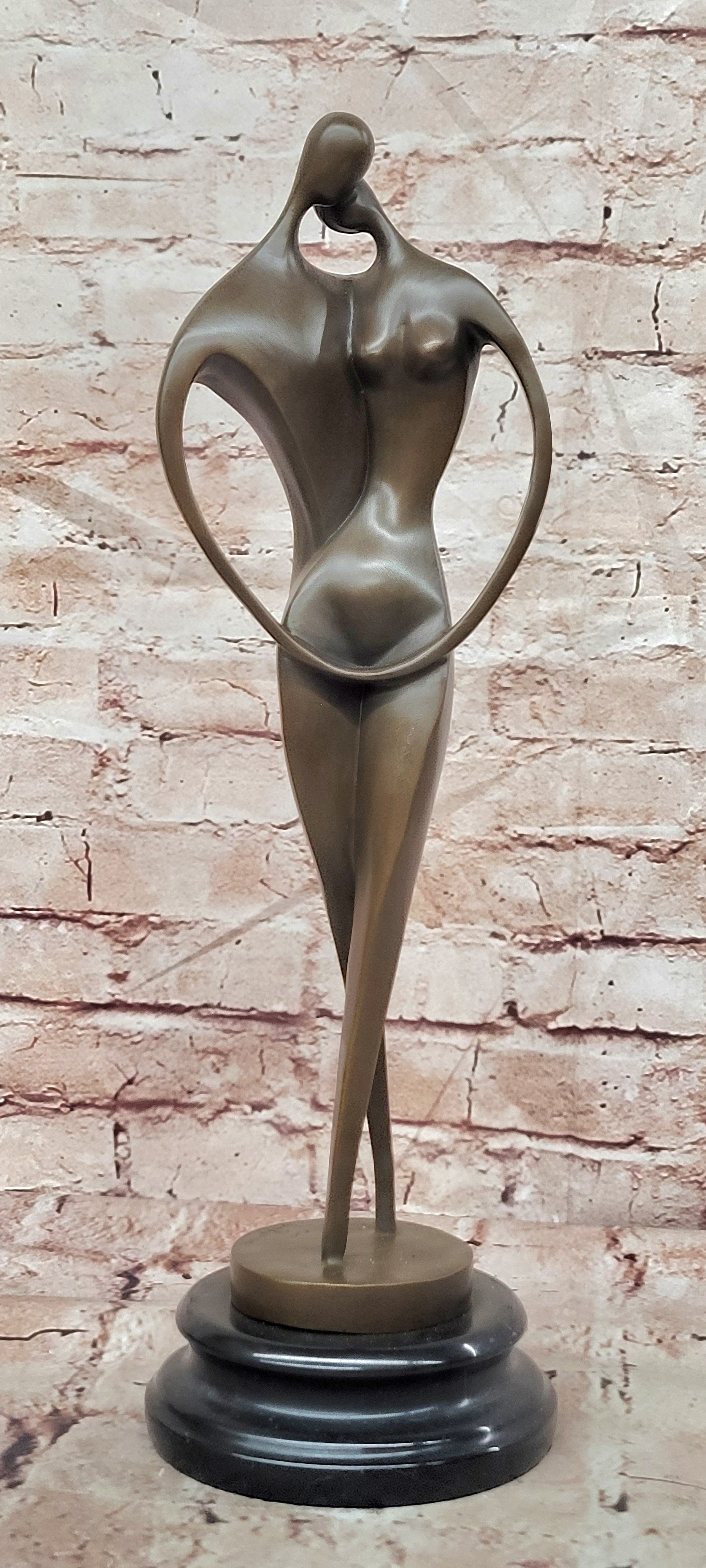 Signed Bronze Lovers Sculpture Milo Modernist Romance Figurine Fine Art Collectible