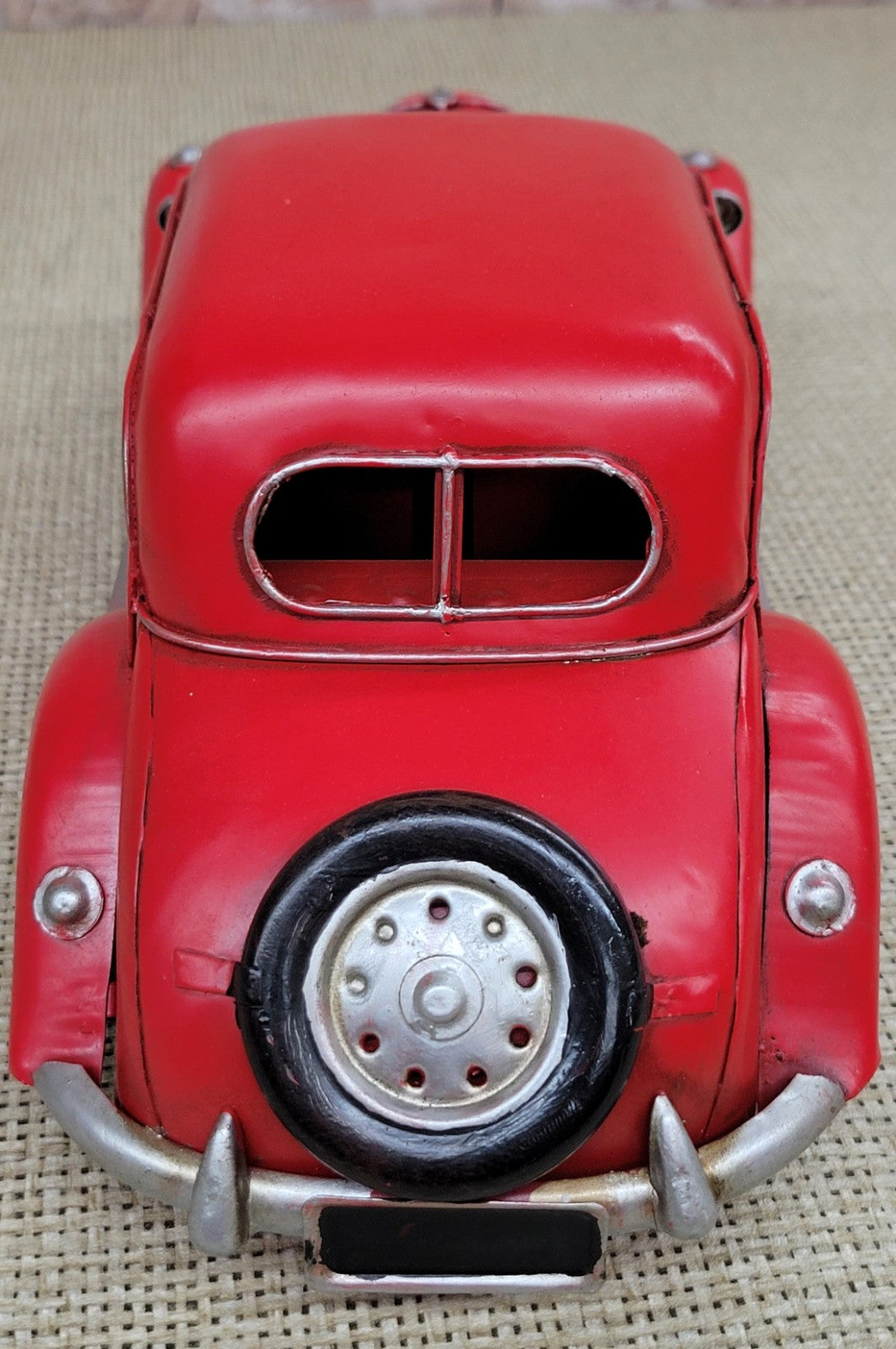 Gangster Car Art Deco Toy Car Coupe Chippy Red Paint Wheel Cars Vintage