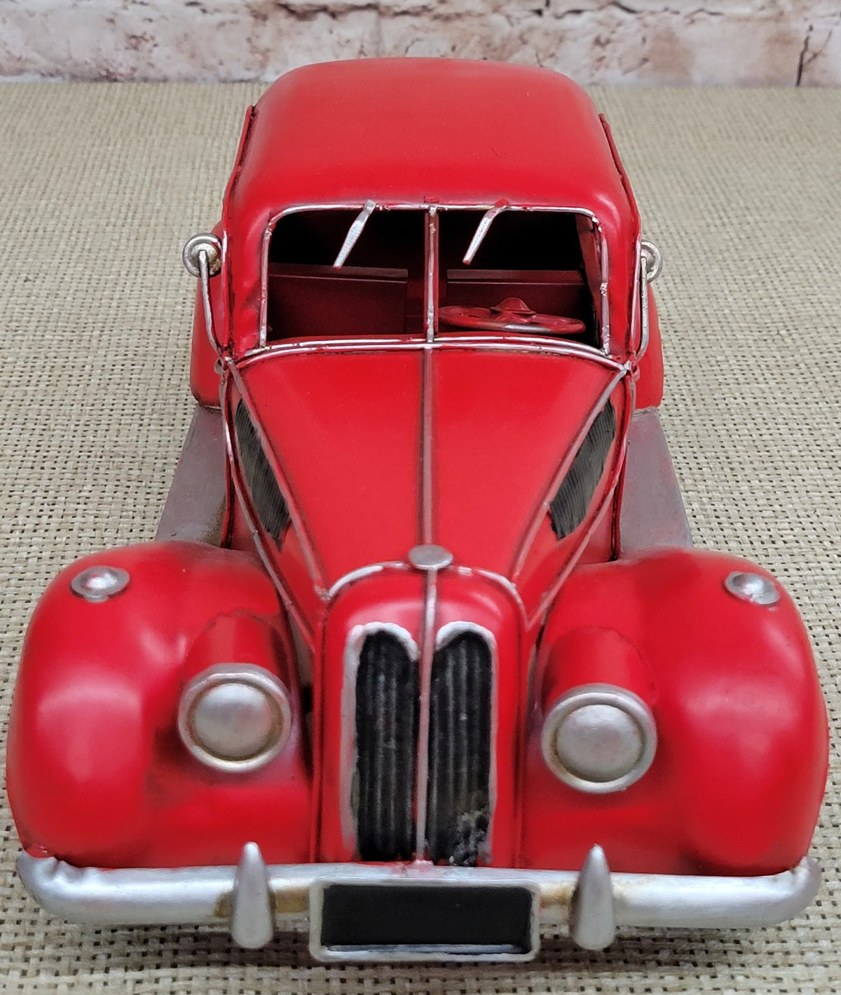 Gangster Car Art Deco Toy Car Coupe Chippy Red Paint Wheel Cars Vintage