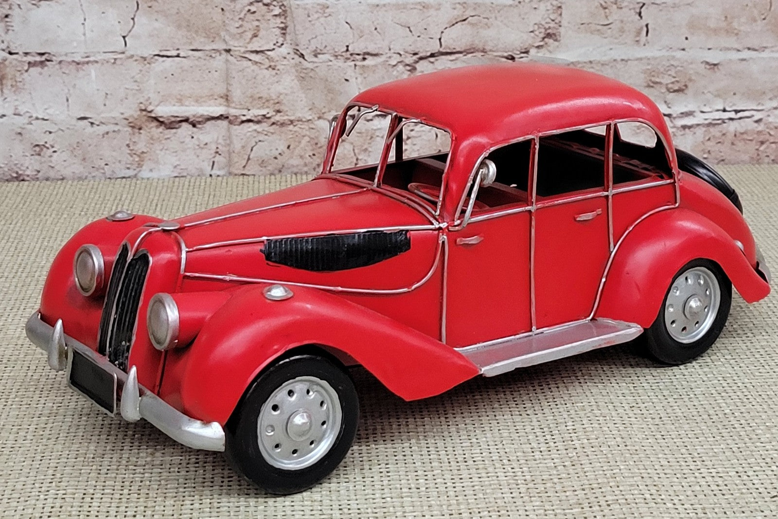 Gangster Car Art Deco Toy Car Coupe Chippy Red Paint Wheel Cars Vintage