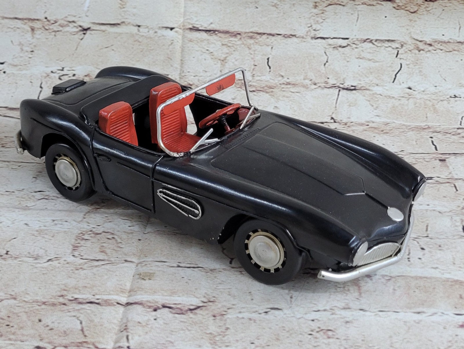1957 BMW 507 Black Metallic Diecast Model Car – Red Interior Collectible for Sale