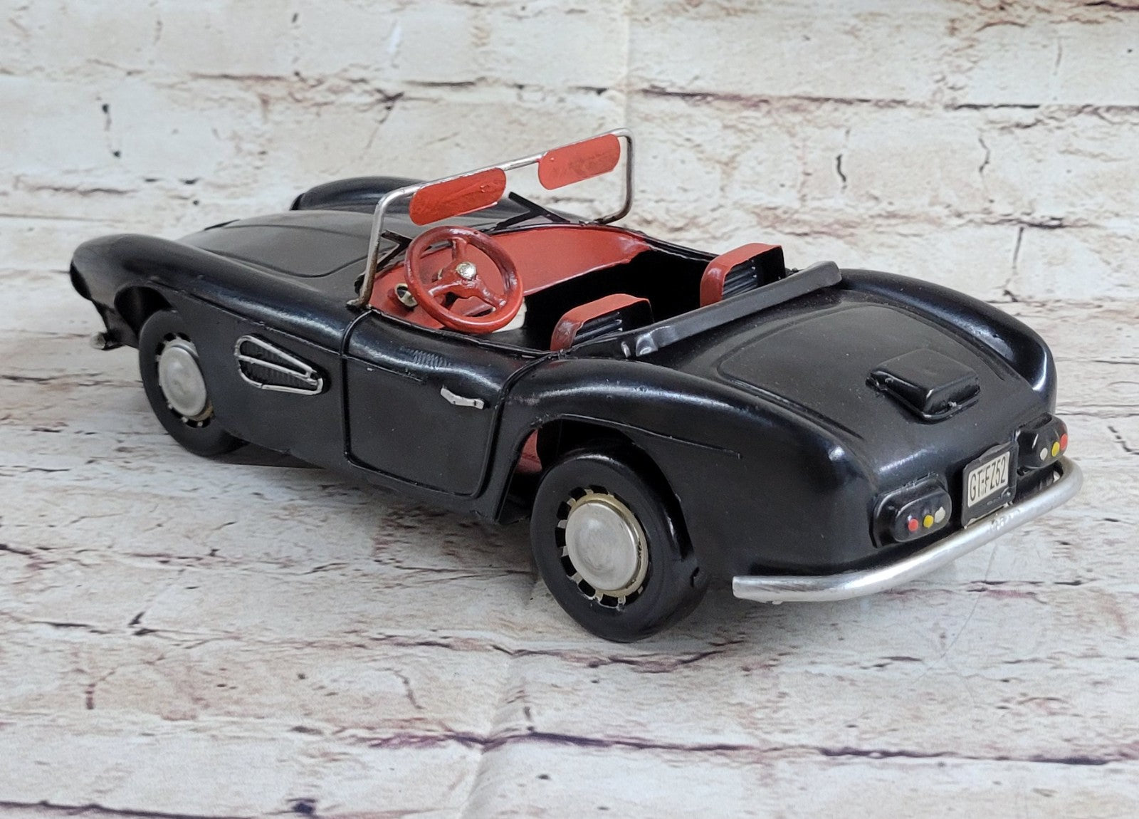 1957 BMW 507 Black Metallic Diecast Model Car – Red Interior Collectible for Sale