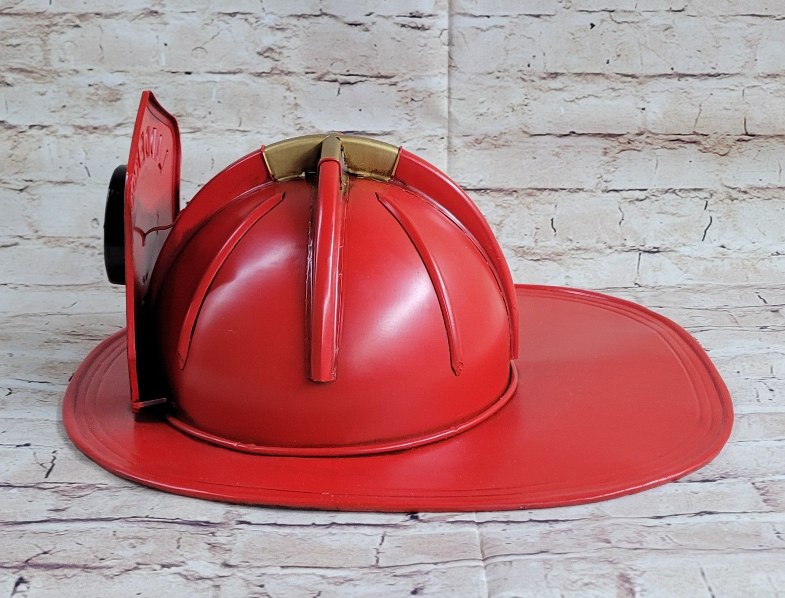 Ladder 55 Vintage Tin Metal Fire Chief Firefighter Hat Figurine Gift