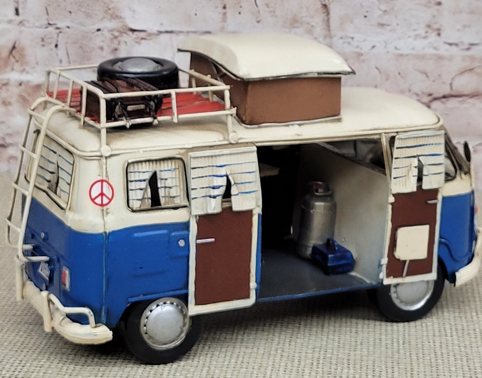 1964 VW Deluxe Microbus Chameleon Blue Tinplate Model by Jayland, Figures Sale