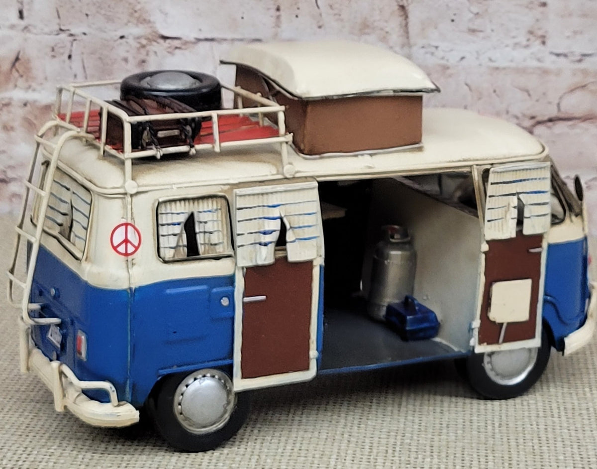 1964 VW Deluxe Microbus Chameleon Blue Tinplate Model by Jayland, Figures Sale
