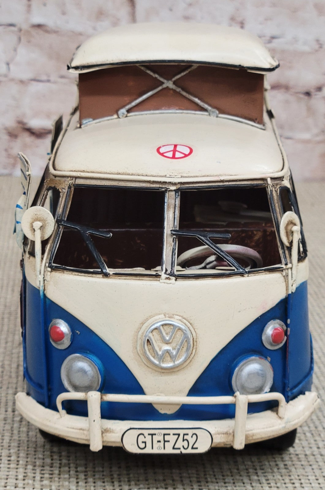 1964 VW Deluxe Microbus Chameleon Blue Tinplate Model by Jayland, Figures Sale