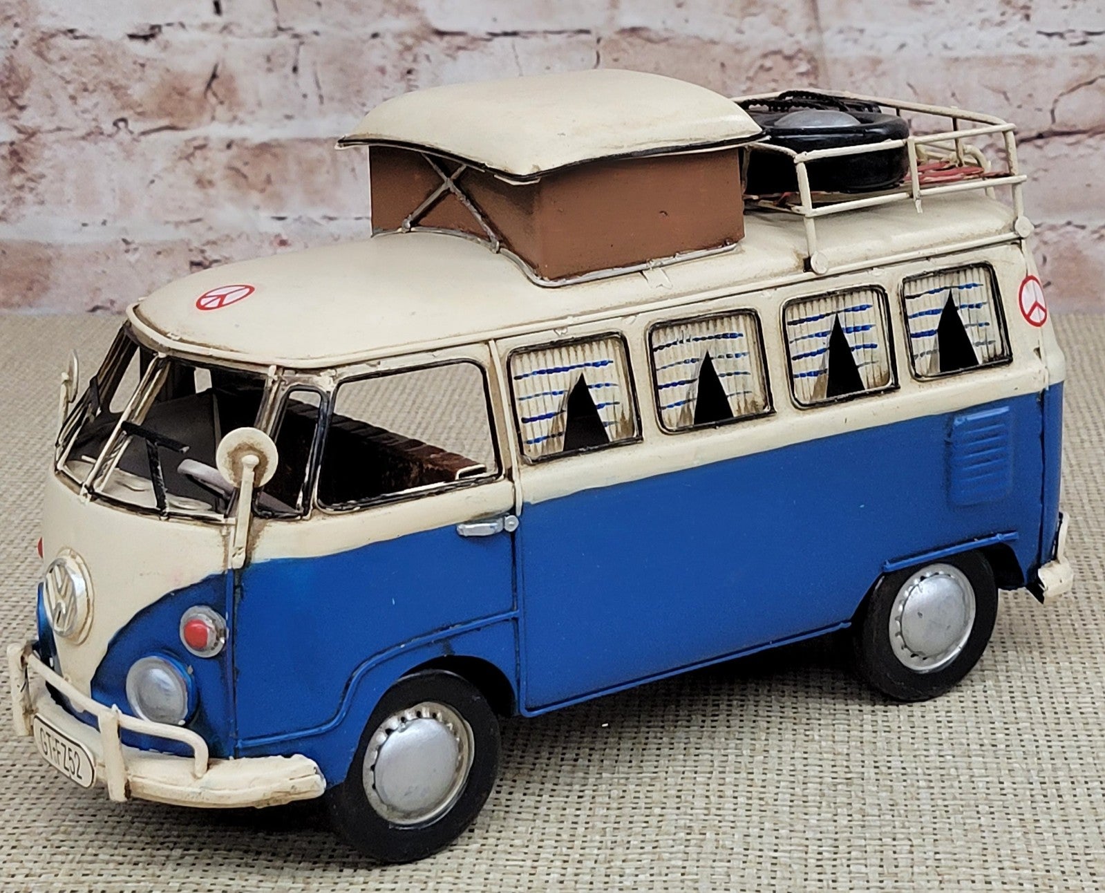 1964 VW Deluxe Microbus Chameleon Blue Tinplate Model by Jayland, Figures Sale
